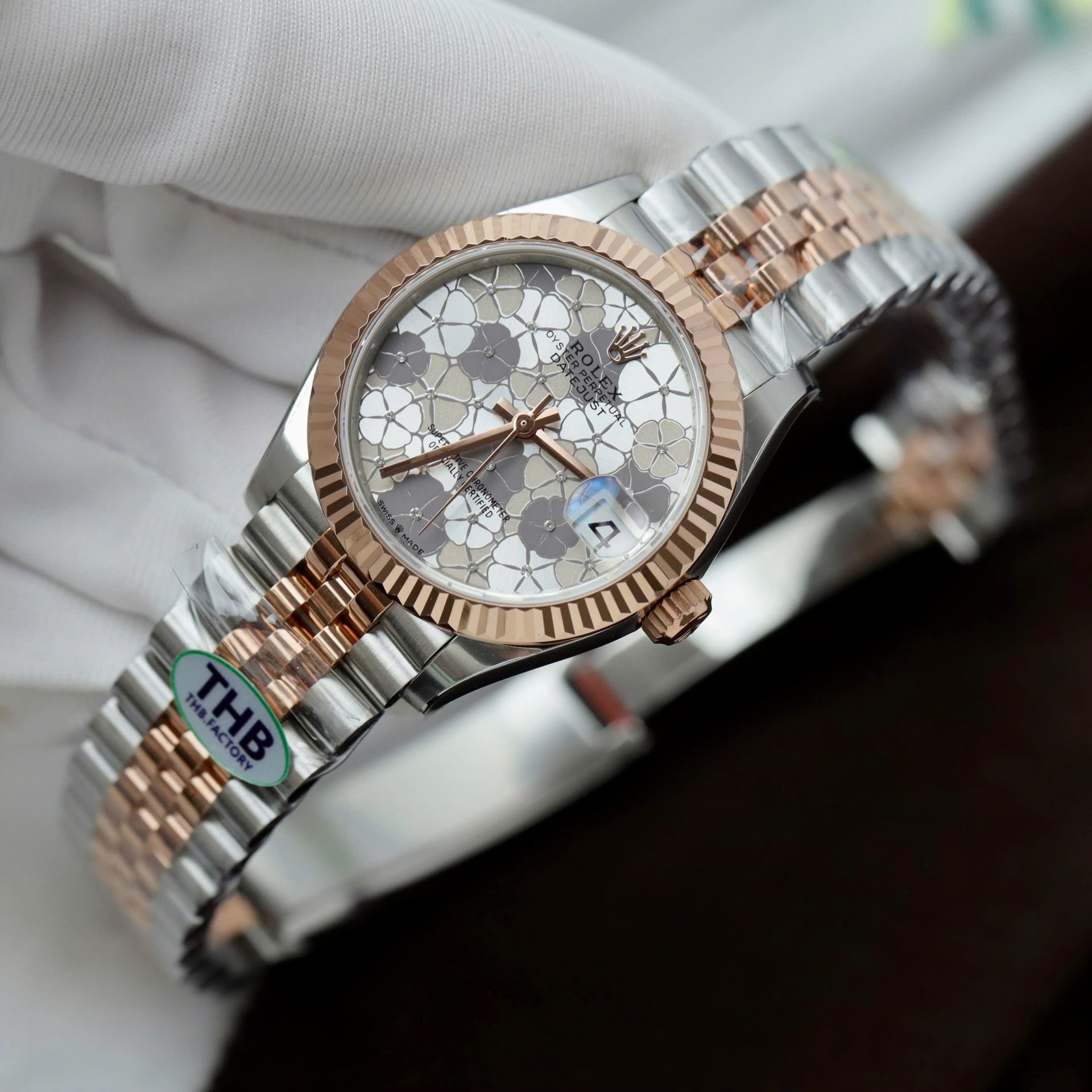 Rolex DateJust Best Replica Watch Women Flower Dial Jubilee Strap THB Factory 31mm - Elite Watch Atelier