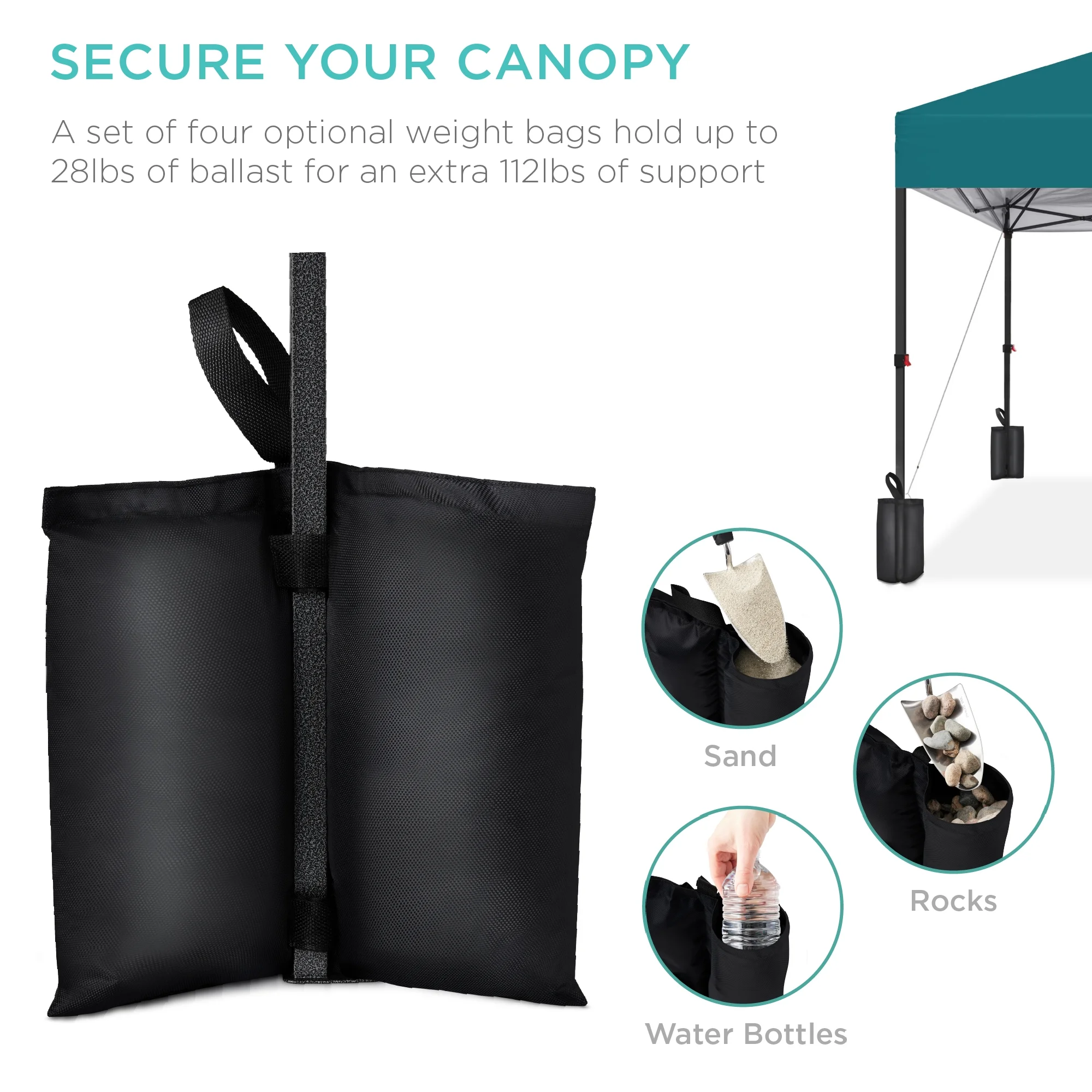 Best Choice Products 10x10ft Easy Setup Pop Up Canopy w/ 1-Button Setup, Wheeled Case, 4 Weight Bags - White - Image 223