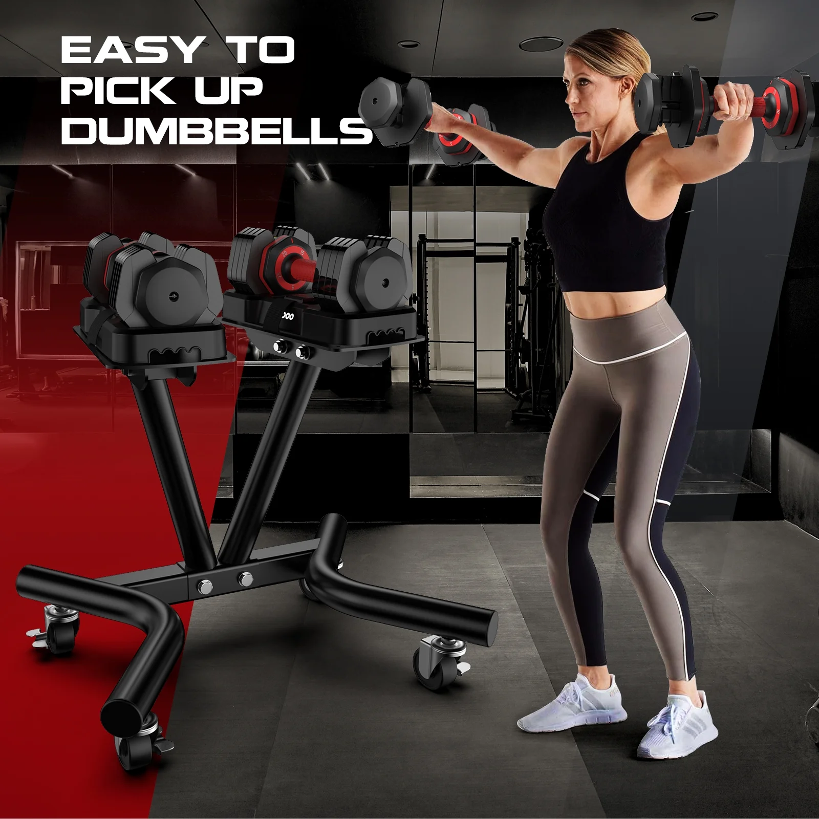 (1 Pair) LNOW 50lbs Quick Select Adjustable Dumbbells for Home Gym 5 in 1 Free Weights 5/10/15/20/25lb/50lb Dumbbell with Anti-Slip Handle, Suitable for Home Gym Exercise Equipment - Image 31