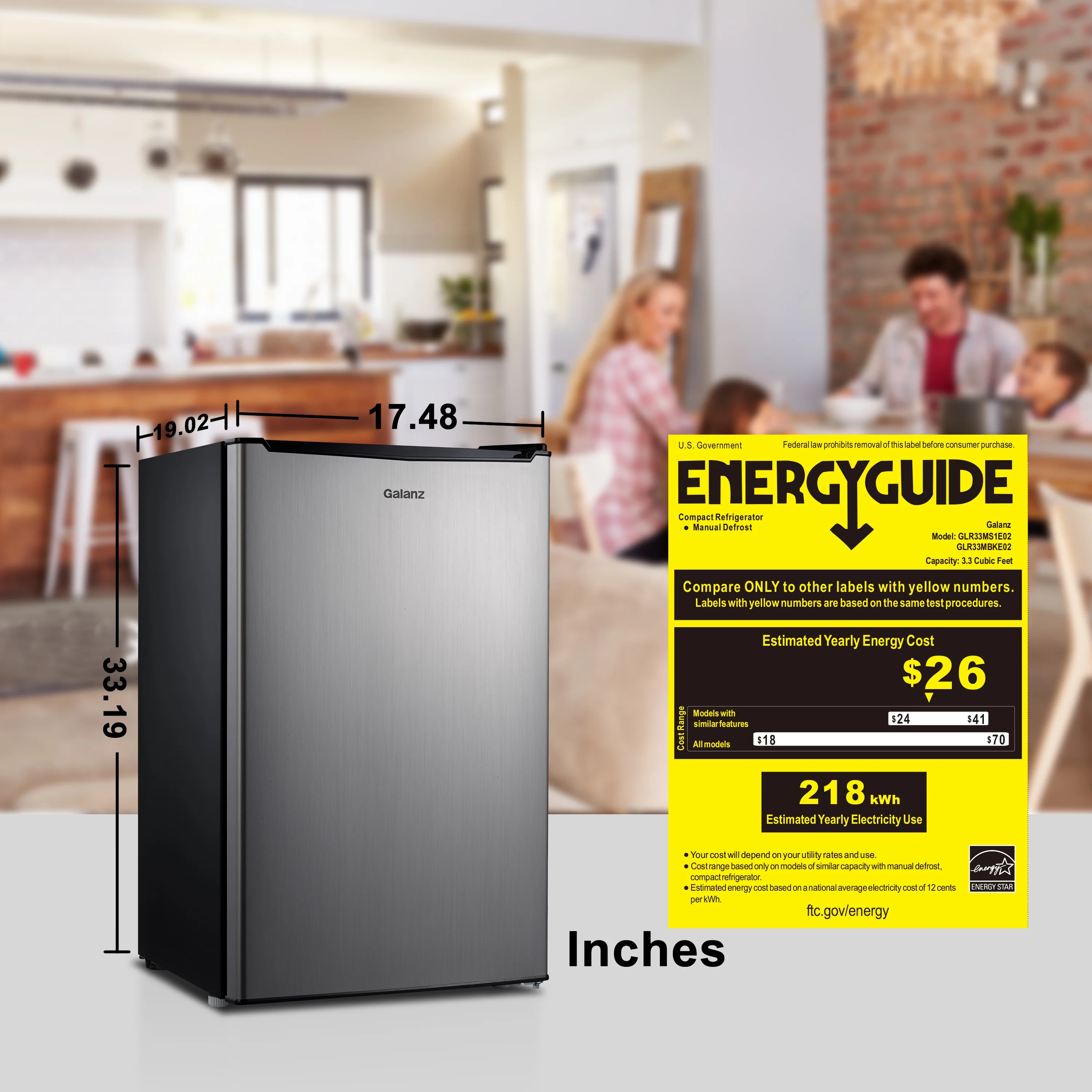 Galanz 3.3 Cu ft One Door Mini Fridge, Black Estar, New - Image 18