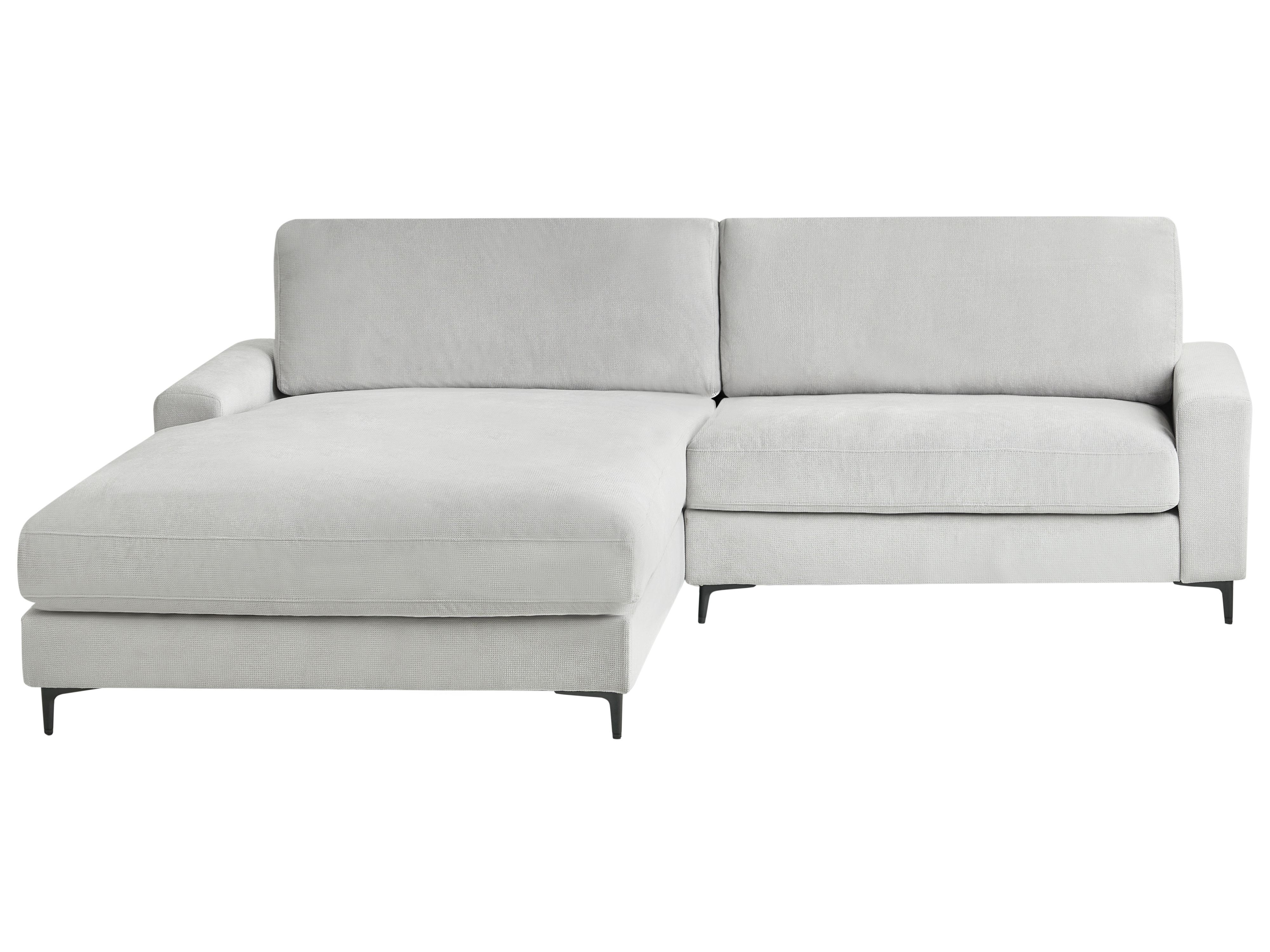 Corner Sofa 3 Seater MALOY Chenille Light Grey Right Hand