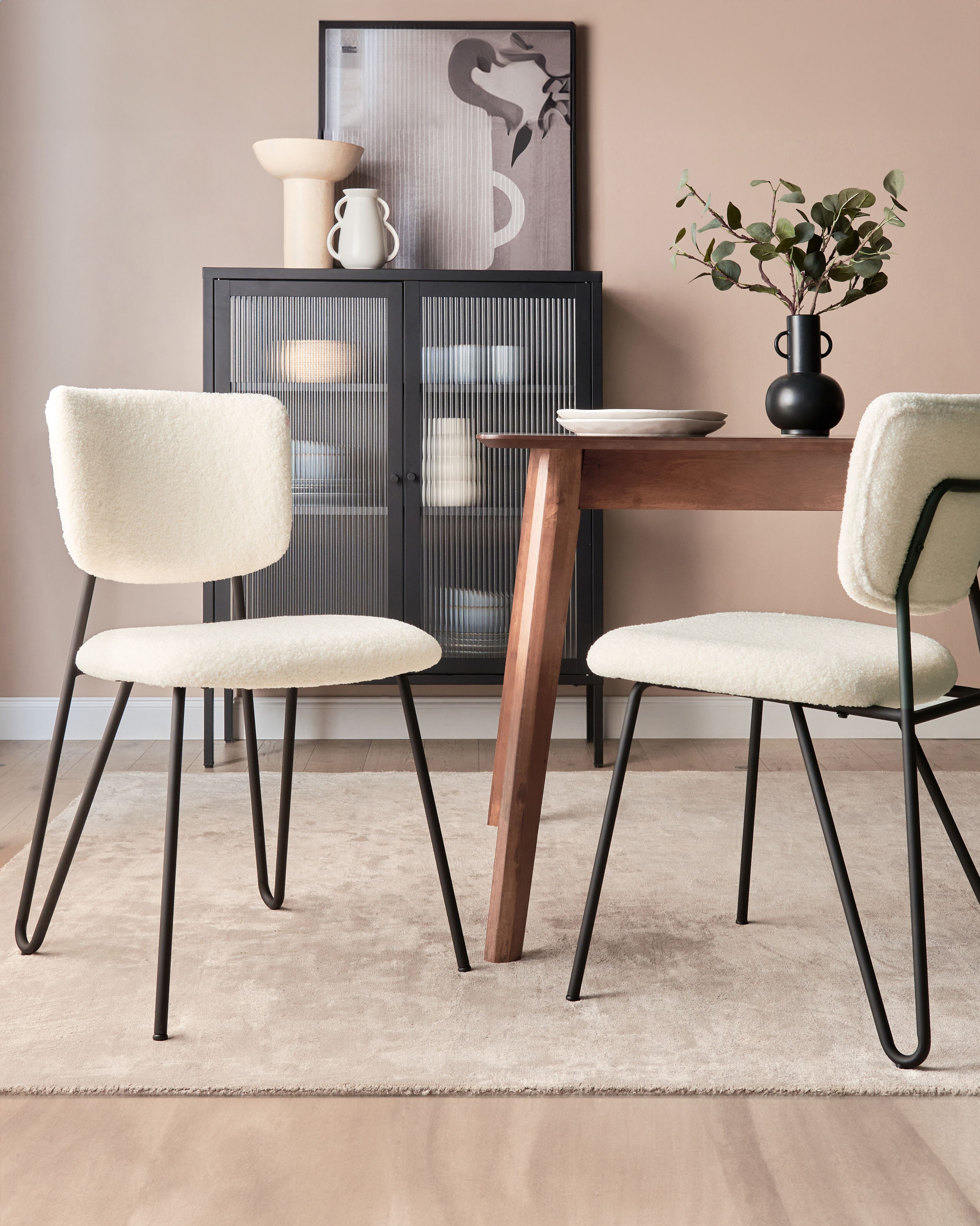Set of 2 Dining Chairs NELKO Boucle Off-White