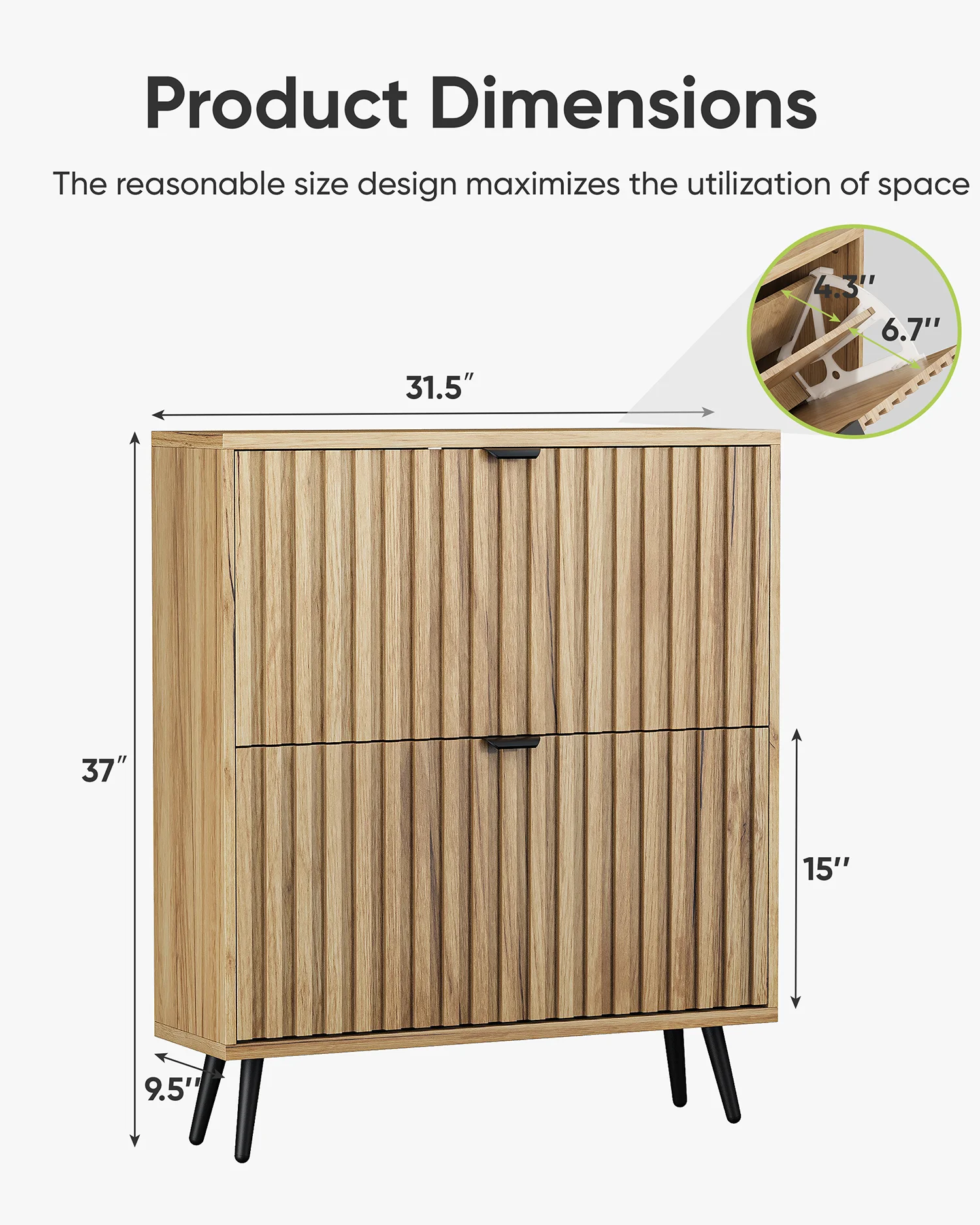 Smart FENDEE Shoe Cabinet with 2 Flip Drawers Freestanding 24 Pair Shoe Storage Cabinet for Entryway - Image 9