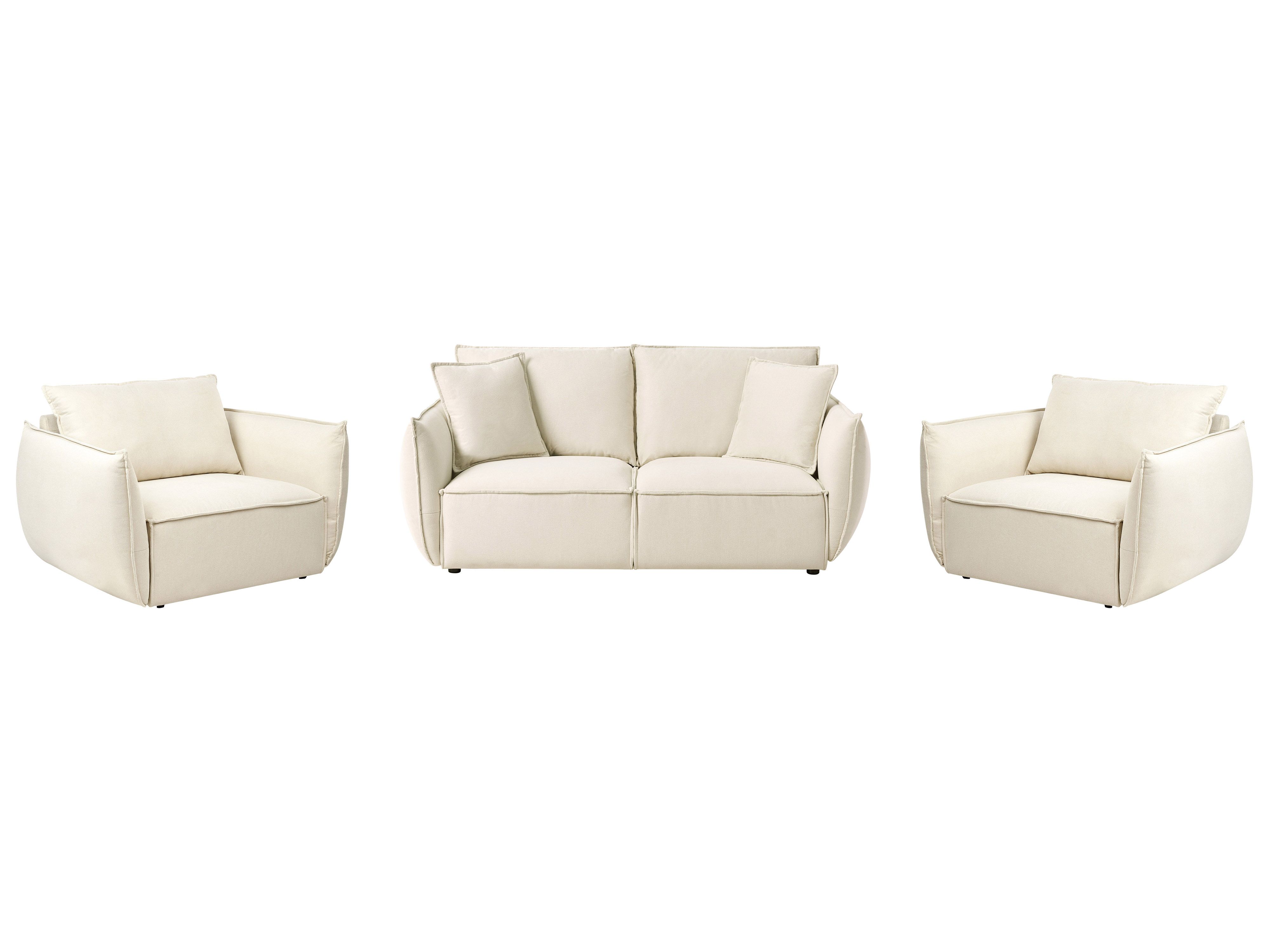 Living Room Set 5 Seater KUNES Fabric Light Beige