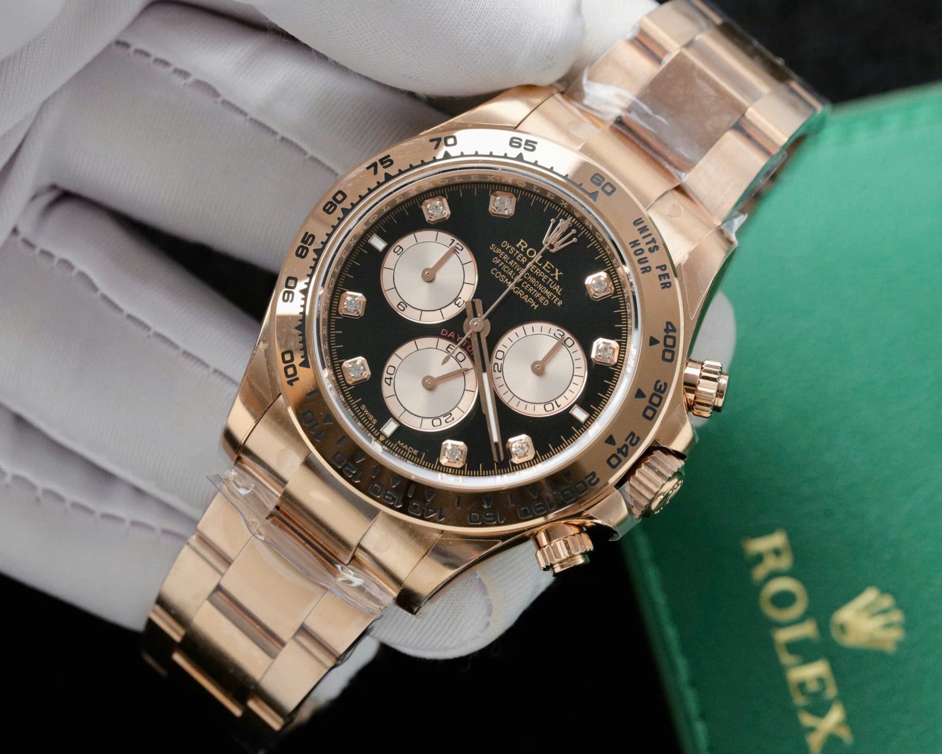 Rolex Daytona 126505 Rose Gold Best Replica Watch Black Dial 40mm - Elite Watch Atelier