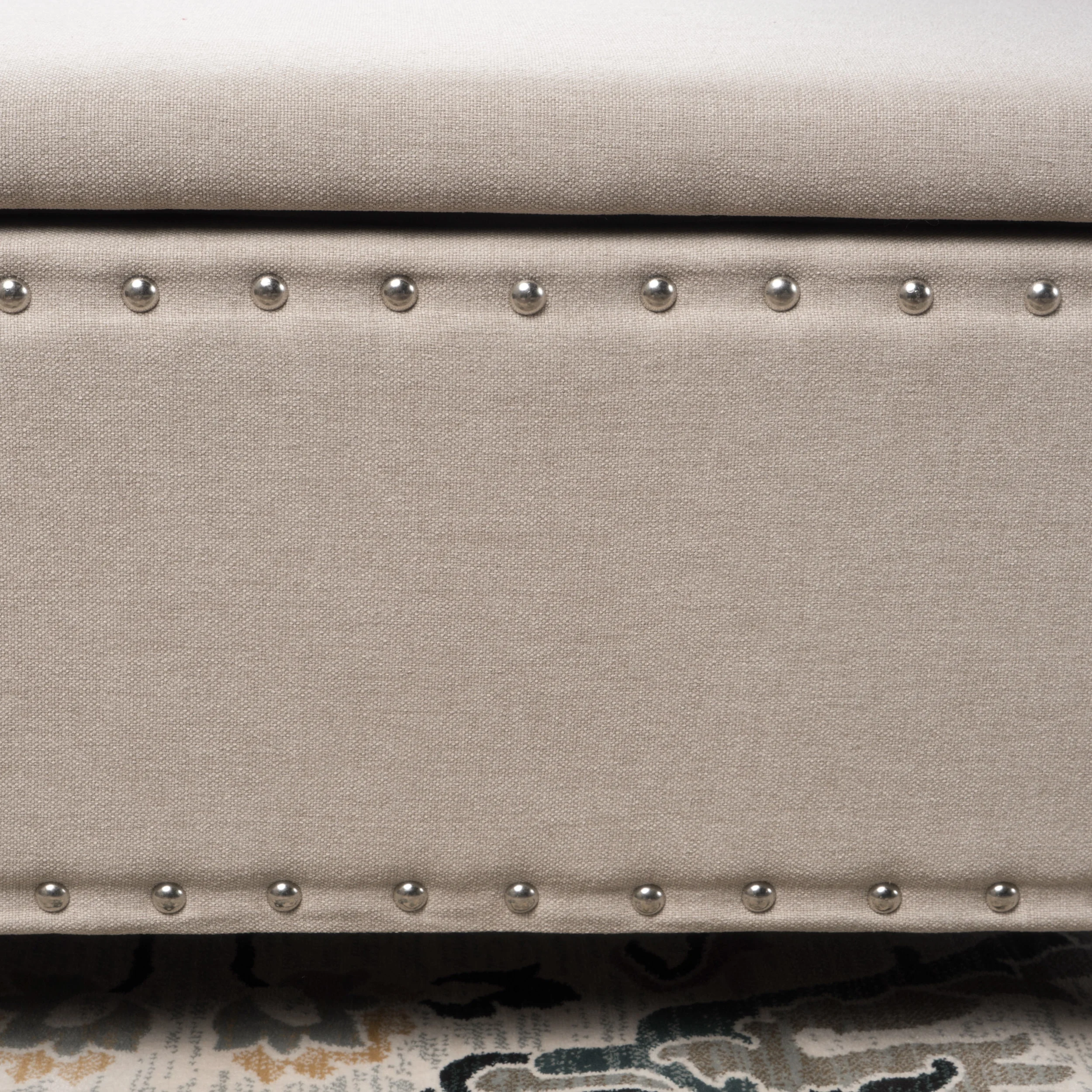 Noble House Hampton Contemporary Fabric Upholstered Storage Ottoman, White and Blue Floral - Image 95