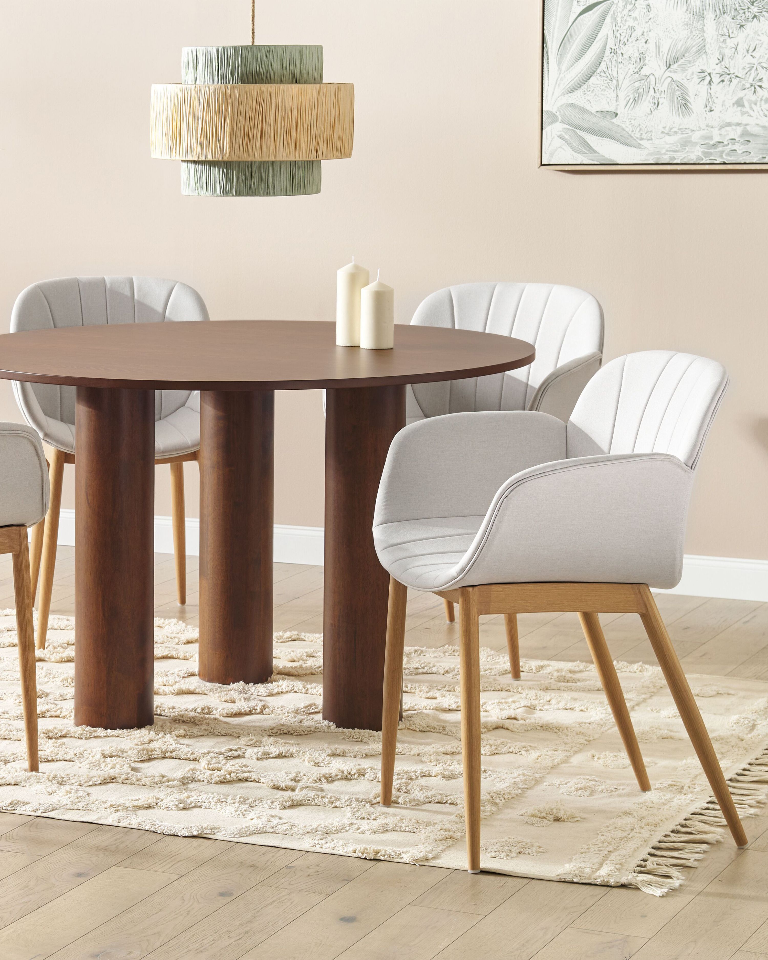 Set of 2 Dining Chairs ALICE Fabric Light Grey