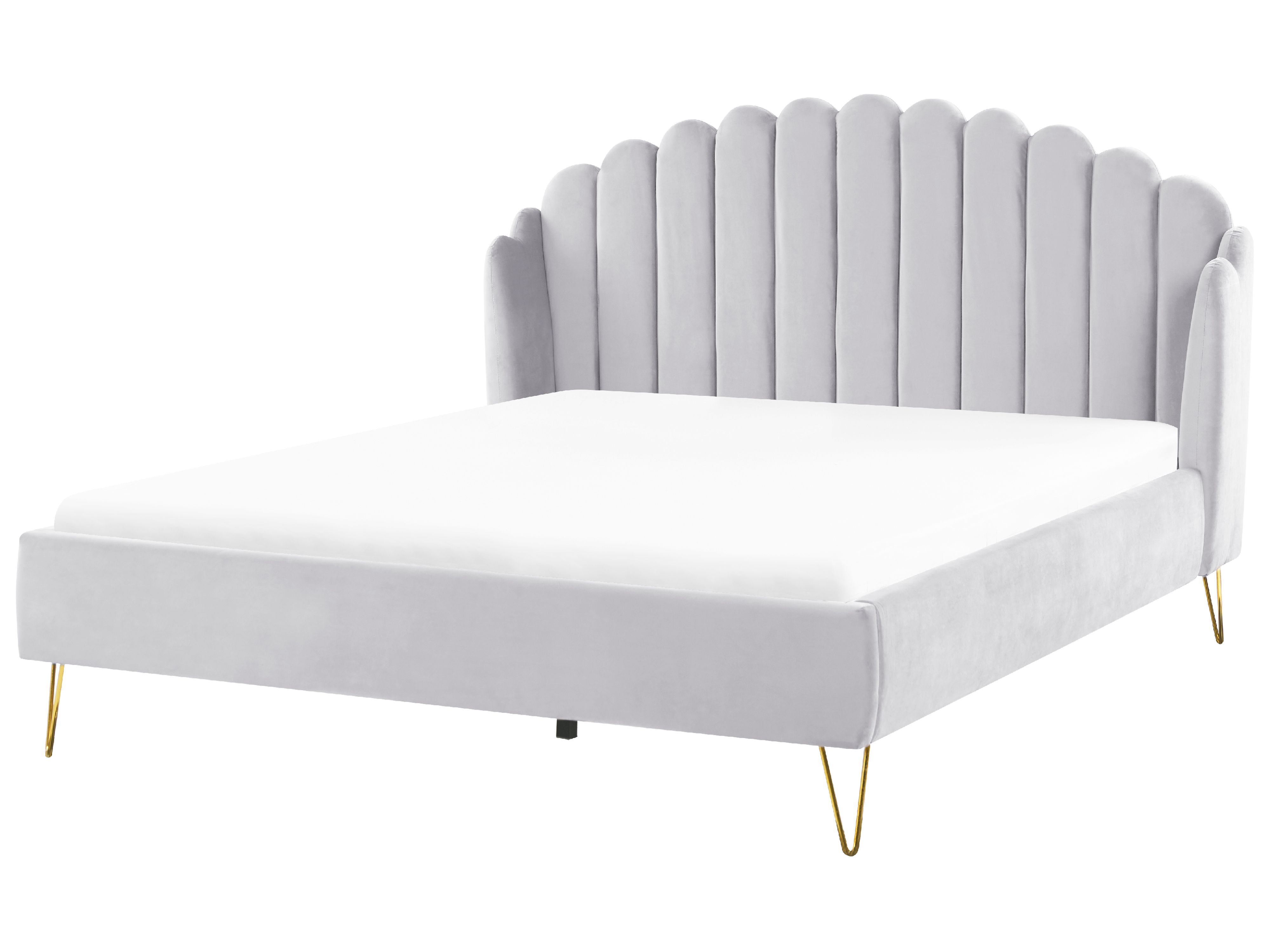 Bed Velvet AMBILLOU 180 x 200 cm (EU Super King) Light Grey