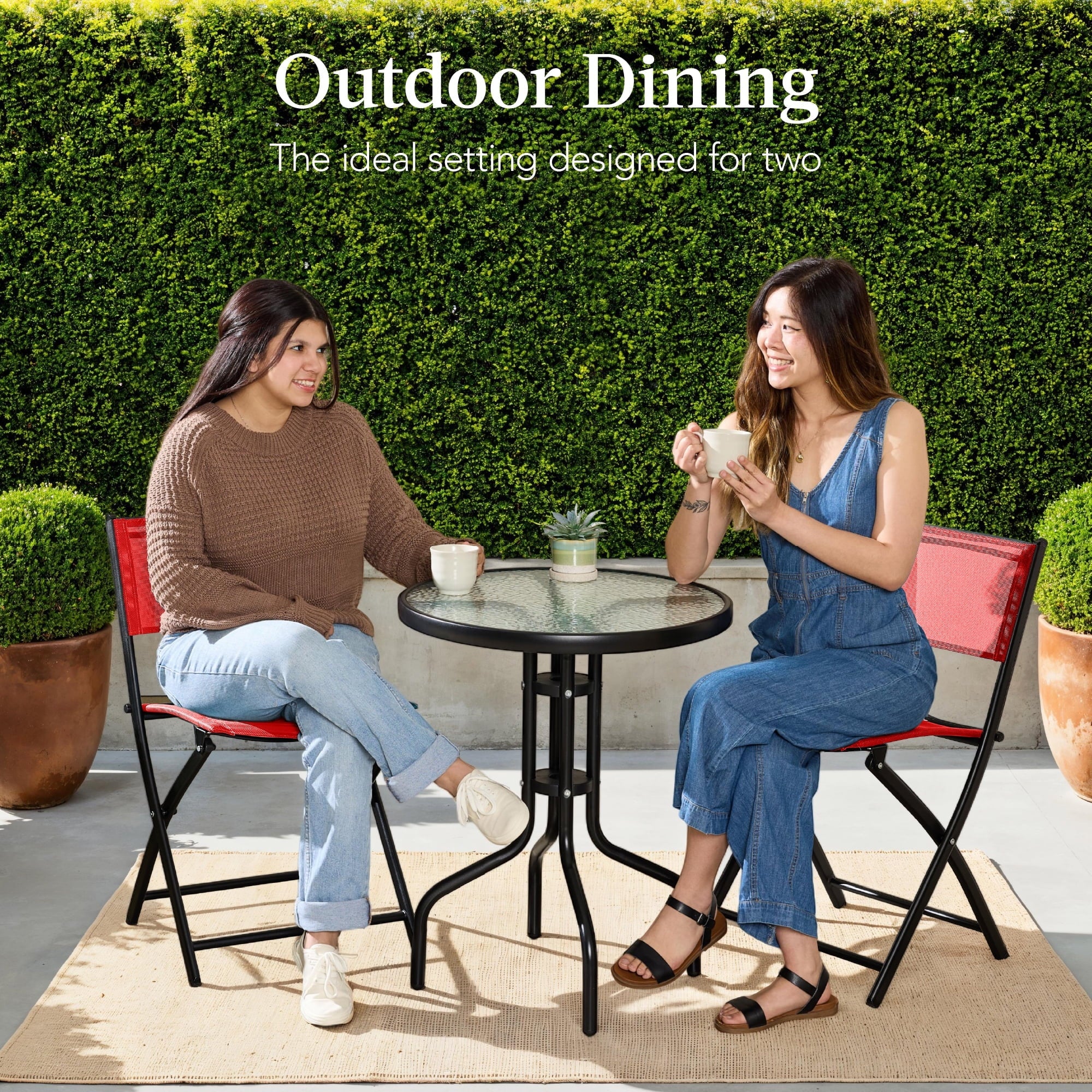 Best Choice Products 3-Piece Patio Bistro Dining Set With Glass Tabletop And Folding Chairs - Gray - Image 38 Best Choice Products 3-Piece Patio Bistro Dining Set With Glass Tabletop And Folding Chairs - Gray - Image 38