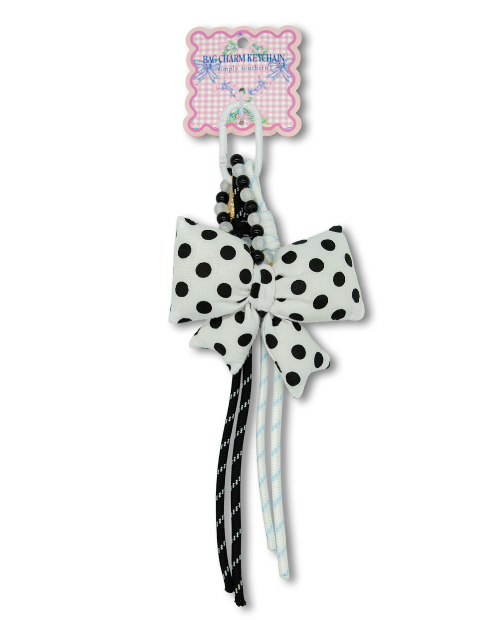 0126-BAG-CHARM-BOWS-WHT - Simply Southern Outlet