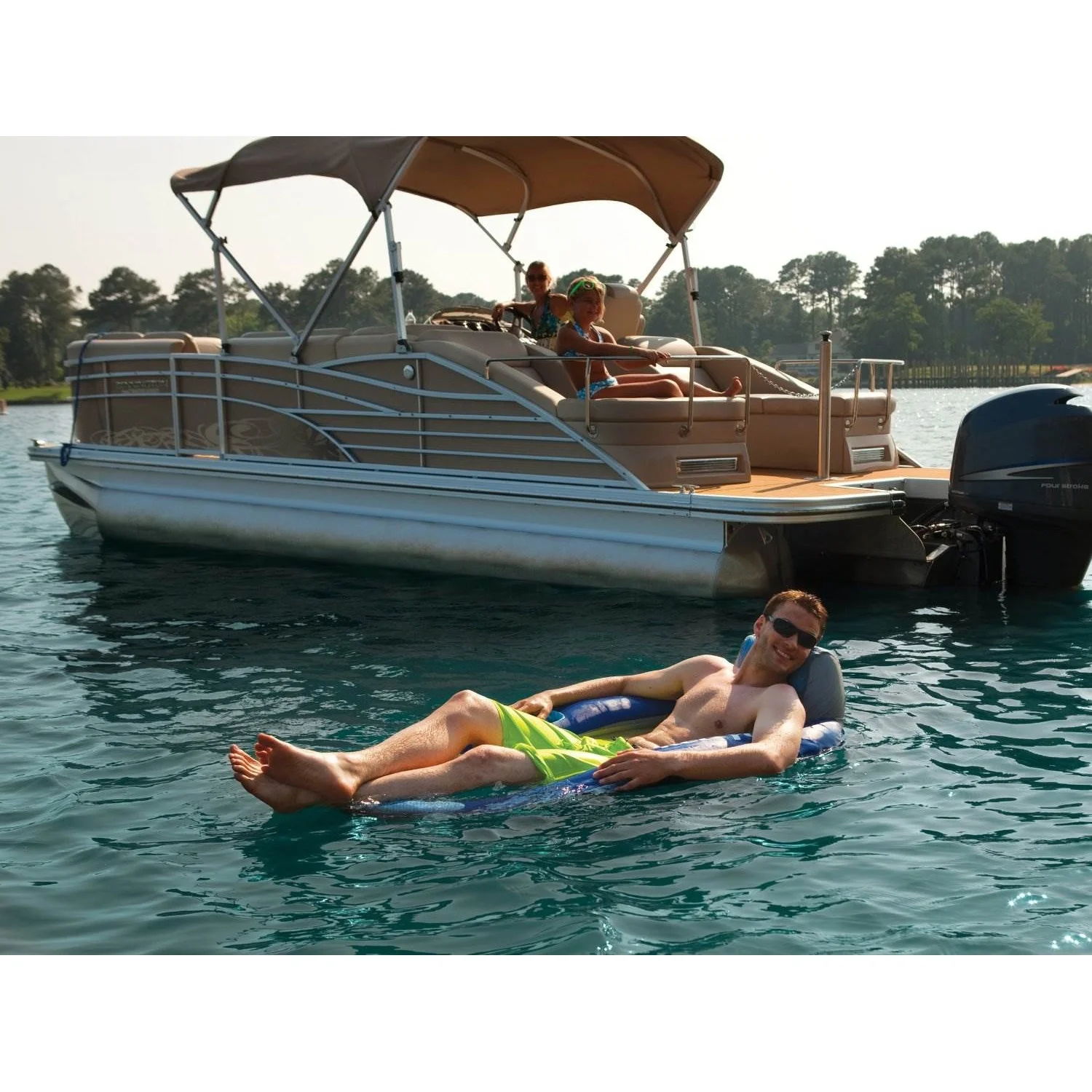 Kelsyus Floating Pool Lounger Inflatable Chair w/ Cup Holder Blue (2 Pack) 80014 - Image 16