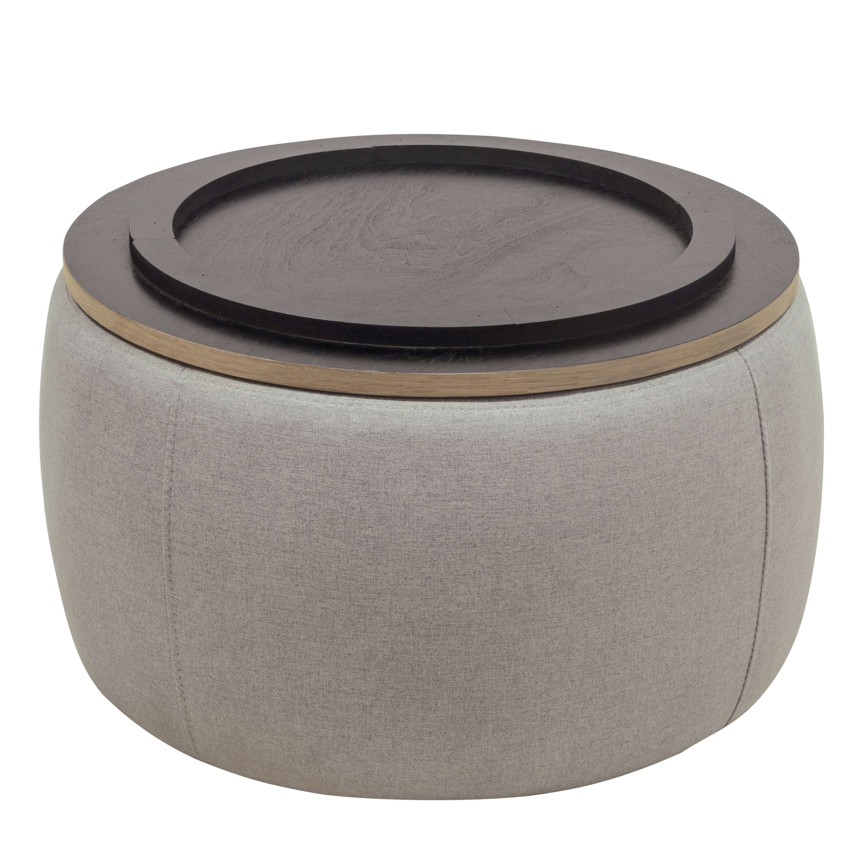 BTMWAYRound Coffee Table, 2 in 1 Round Storage Ottoman with Reversible Lid Tray, Upholstered Round Storage Ottoman Coffee Table with Storage, Footstool End Table for Living Room, Bedroom, Light Gray - Image 9