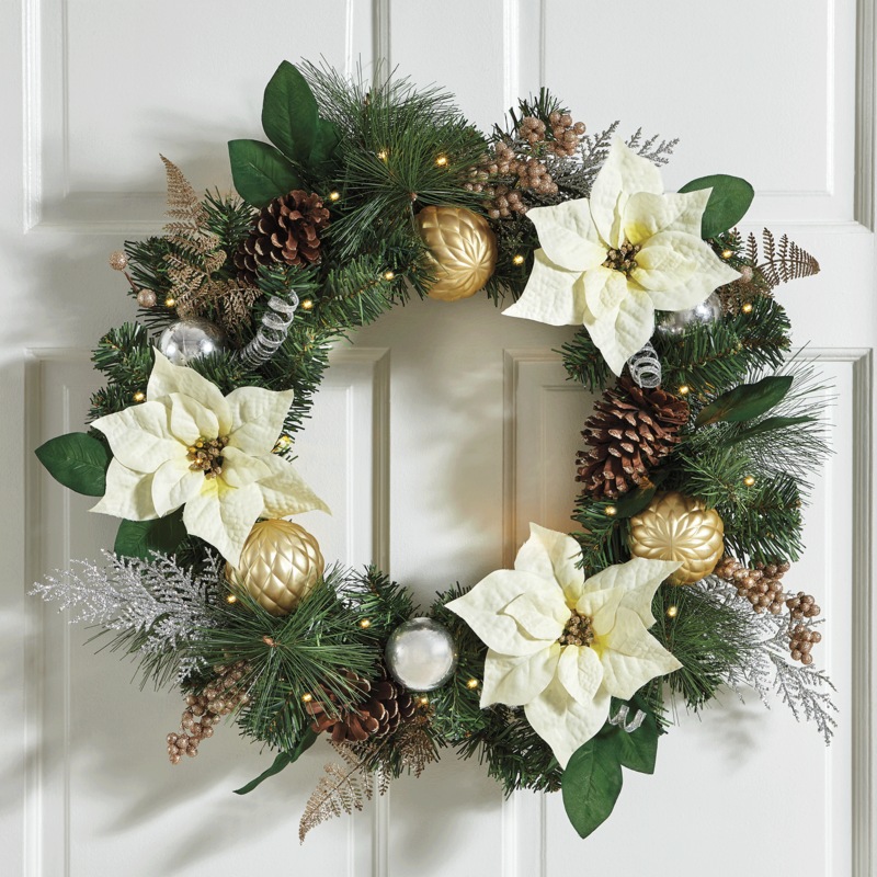 Poinsettia Christmas Wreath - MIDNIGHT VELVET CATALOG