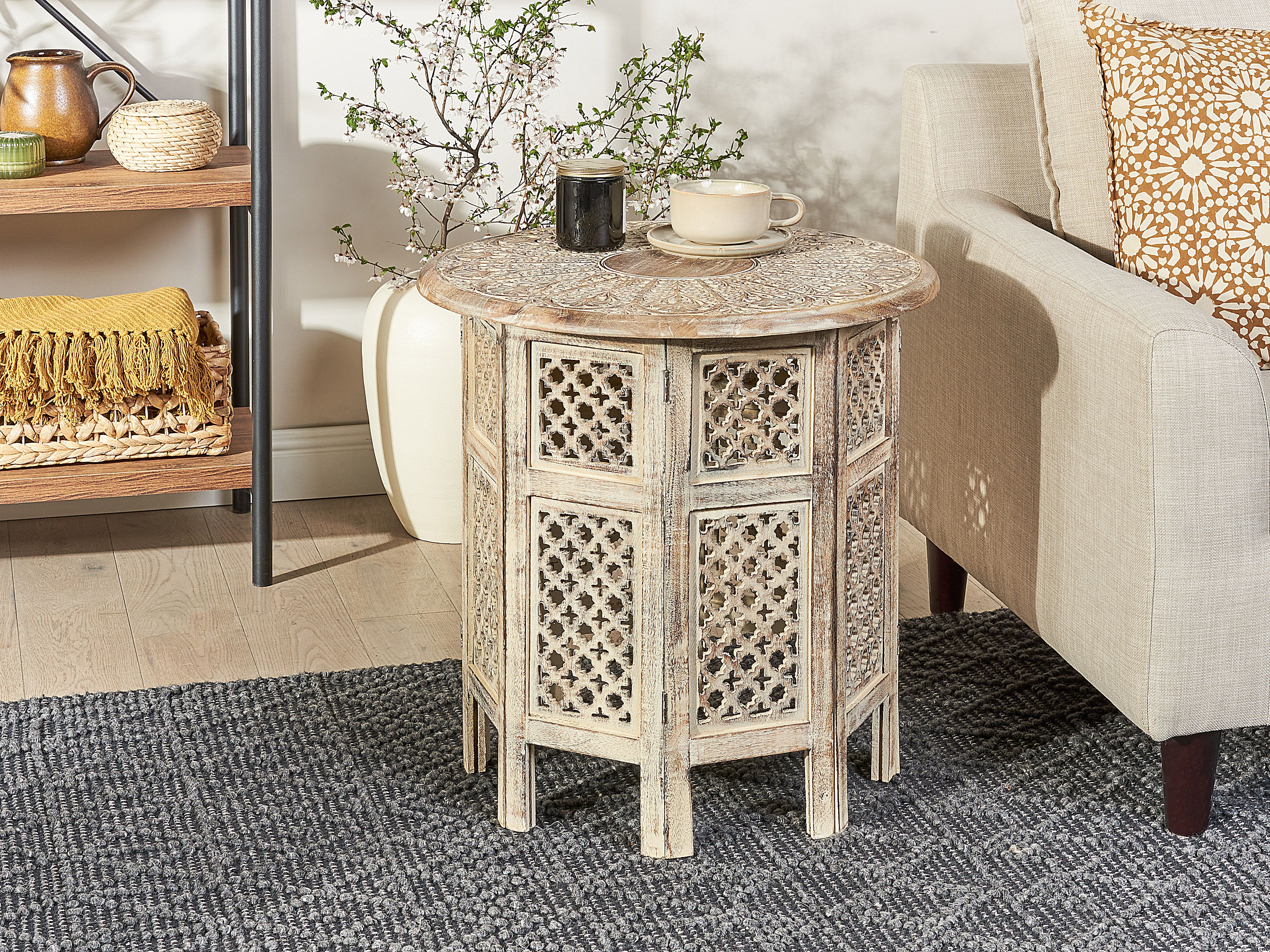 Side Table SANTRA Mango Wood Light Brown