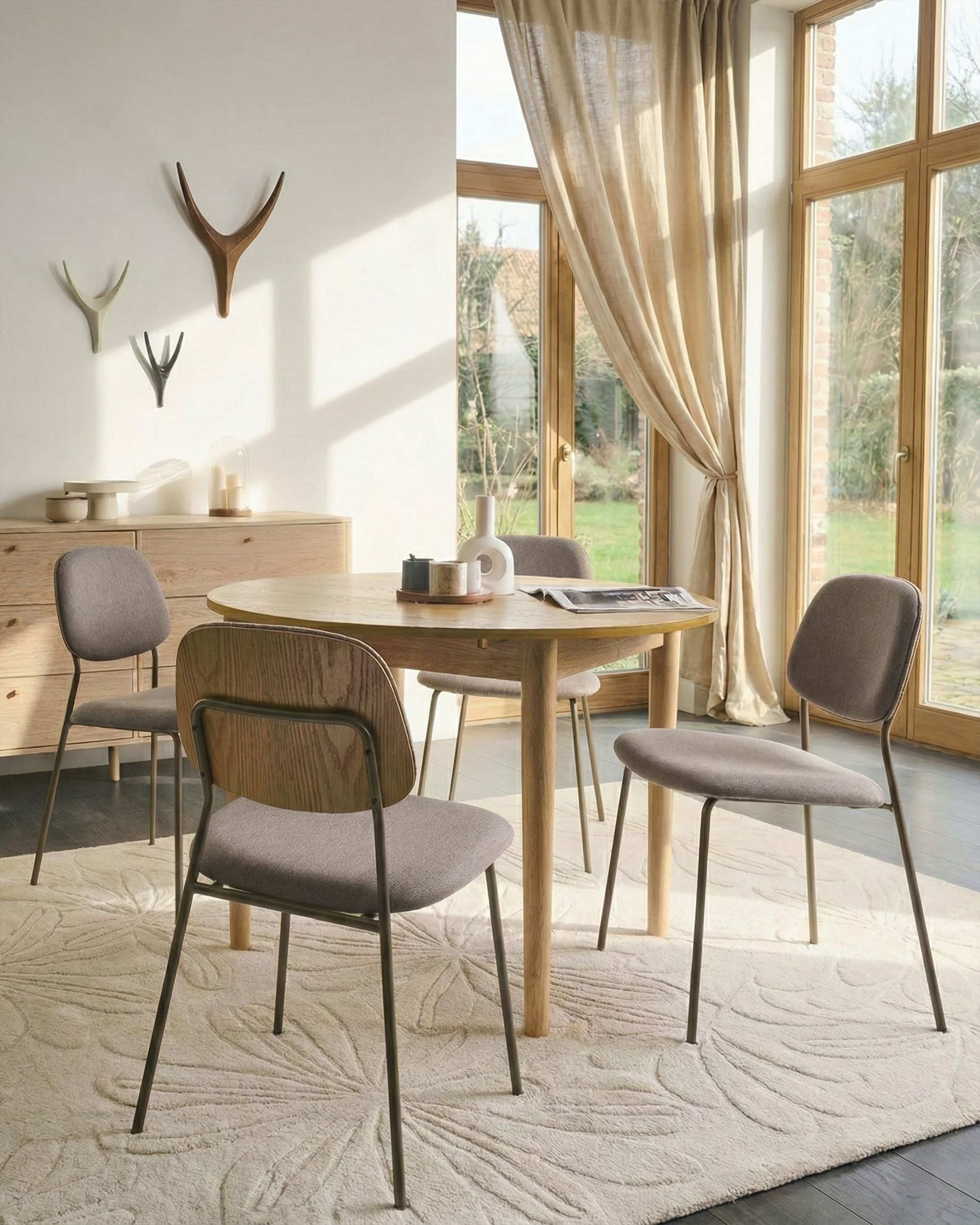 Set of 4 Dining Chairs RILEY Fabric Taupe
