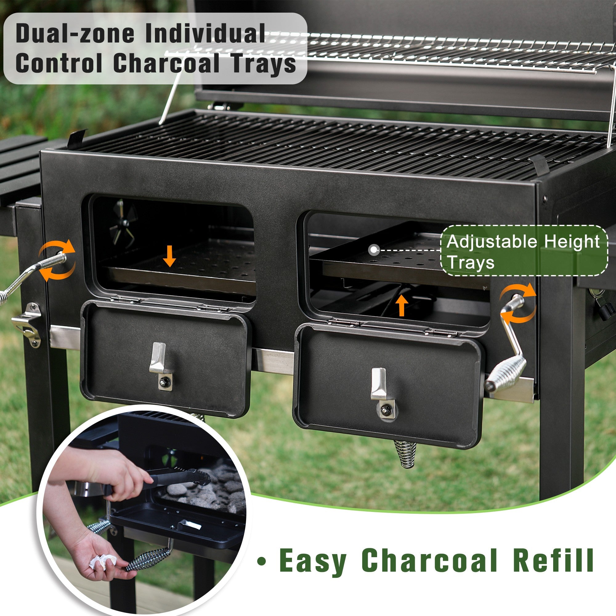 & William 34-inch BBQ Charcoal Grill Outdoor Portable Barbecue Grill - Image 4