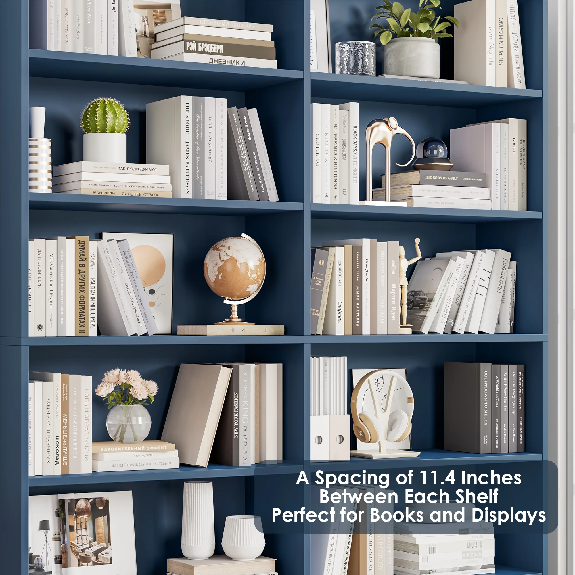 Homfa 74.3�� Double Wide 6-Tier Bookcase, Extra Large Wooden Freestanding Display Bookshelf for Home Office Living Room, White - Image 22