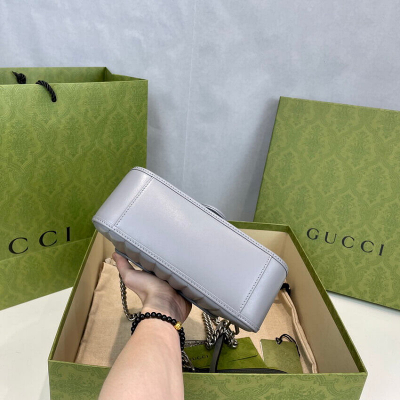 Replica Gucci Gg Marmont Grey Matelasse Leather Mini Top Handle Bag 5835711:1High-quality replica