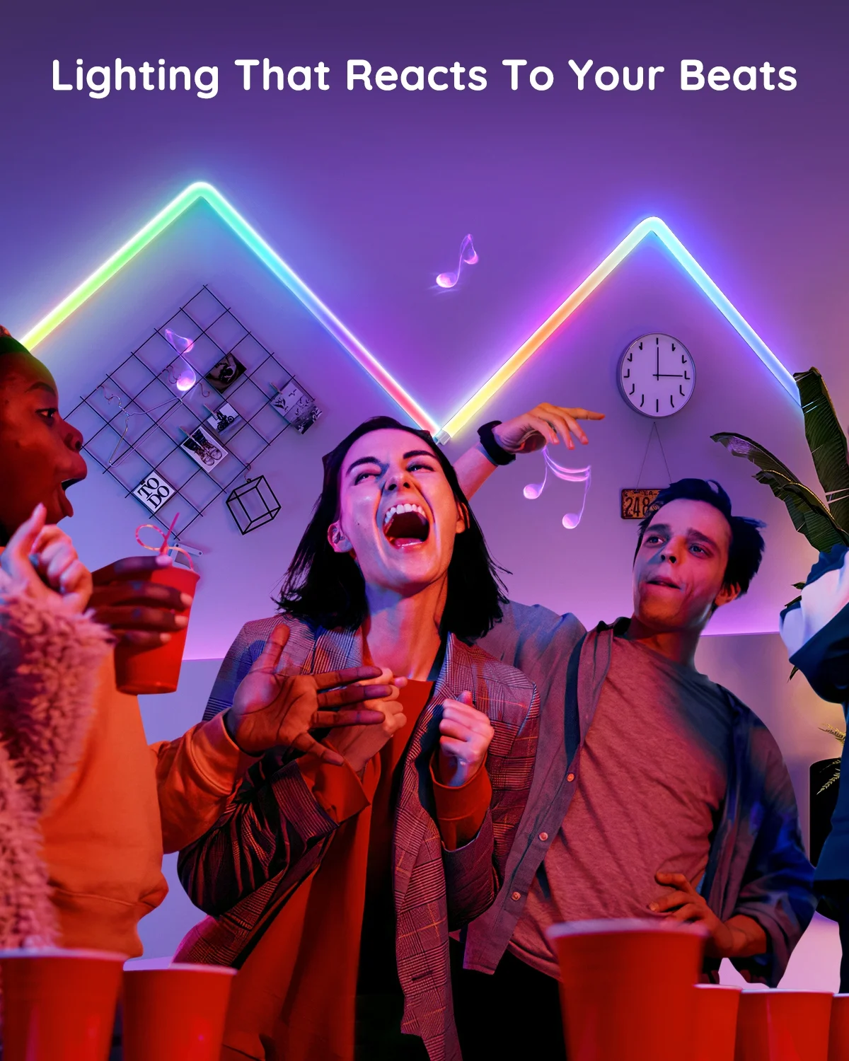 Govee Glide RGBIC Smart Wall Light, Multicolor Customizable, Music Sync LED Home Decor, 6 Pcs and 1 Corner