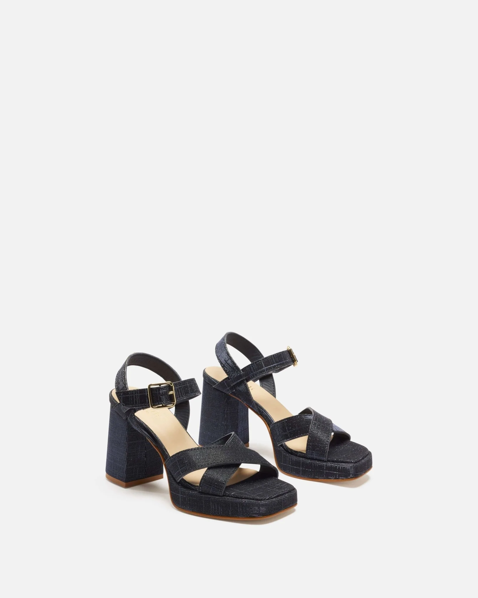 SANDALES LIBELLA/GLIT - En cuir paillettes à talons marine