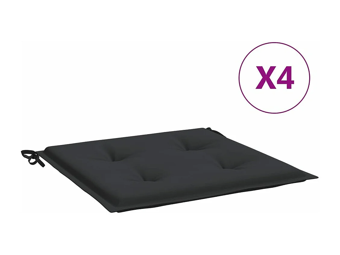 Coussins de chaise jardin lot de 4 noir 40x40x3 cm tissu oxford