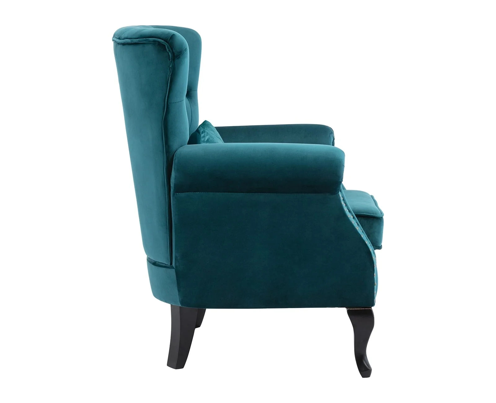 Guyou Mid Century Accent Chair Modern Button Tufted Armchair Wingback Club Chair Velvet Single Sofa Lounge Chair with Pillow for Living Room Bedroom, Teal Blue - Image 17