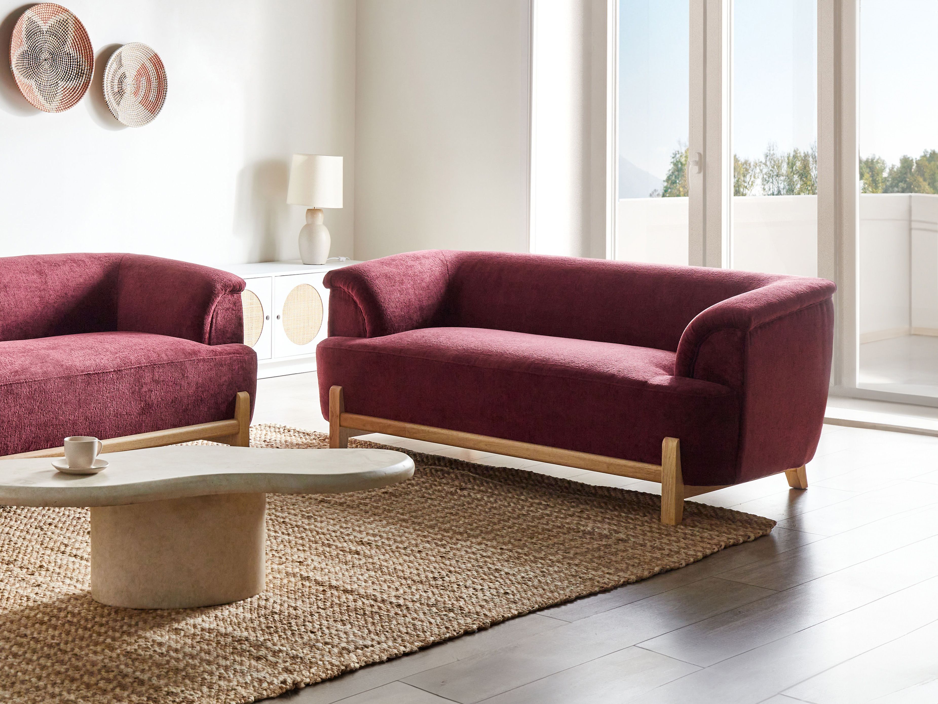 Sofa 2 Seater ALNOR Chenille Burgundy