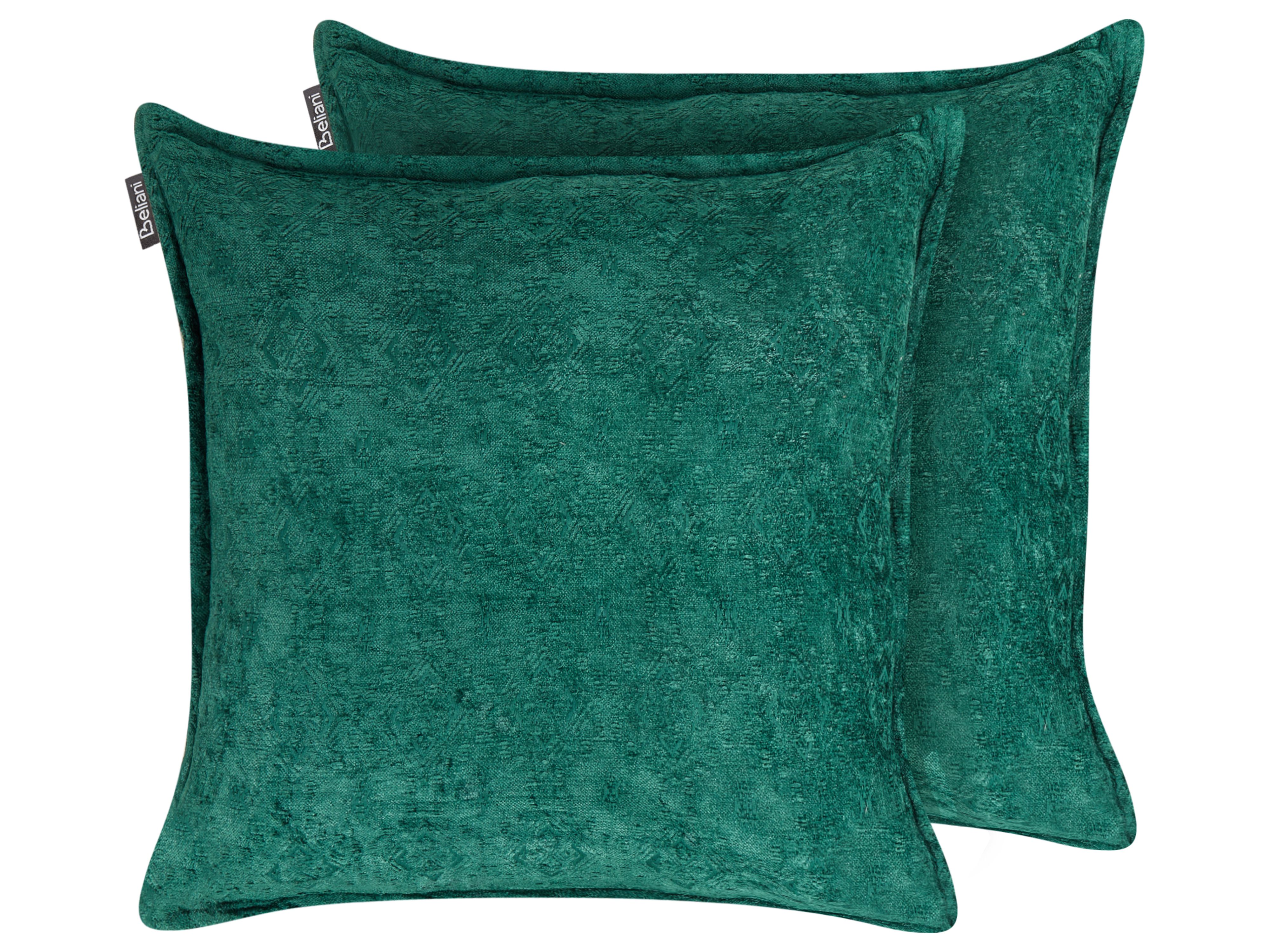 Set of 2 Decorative Cushions VERPIS Cotton 50 x 50 cm Emerald Green Solid