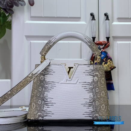 Ivory Lizard Embossed Mini Top Handle Handbag with Gold Hardware1:1High-quality replica