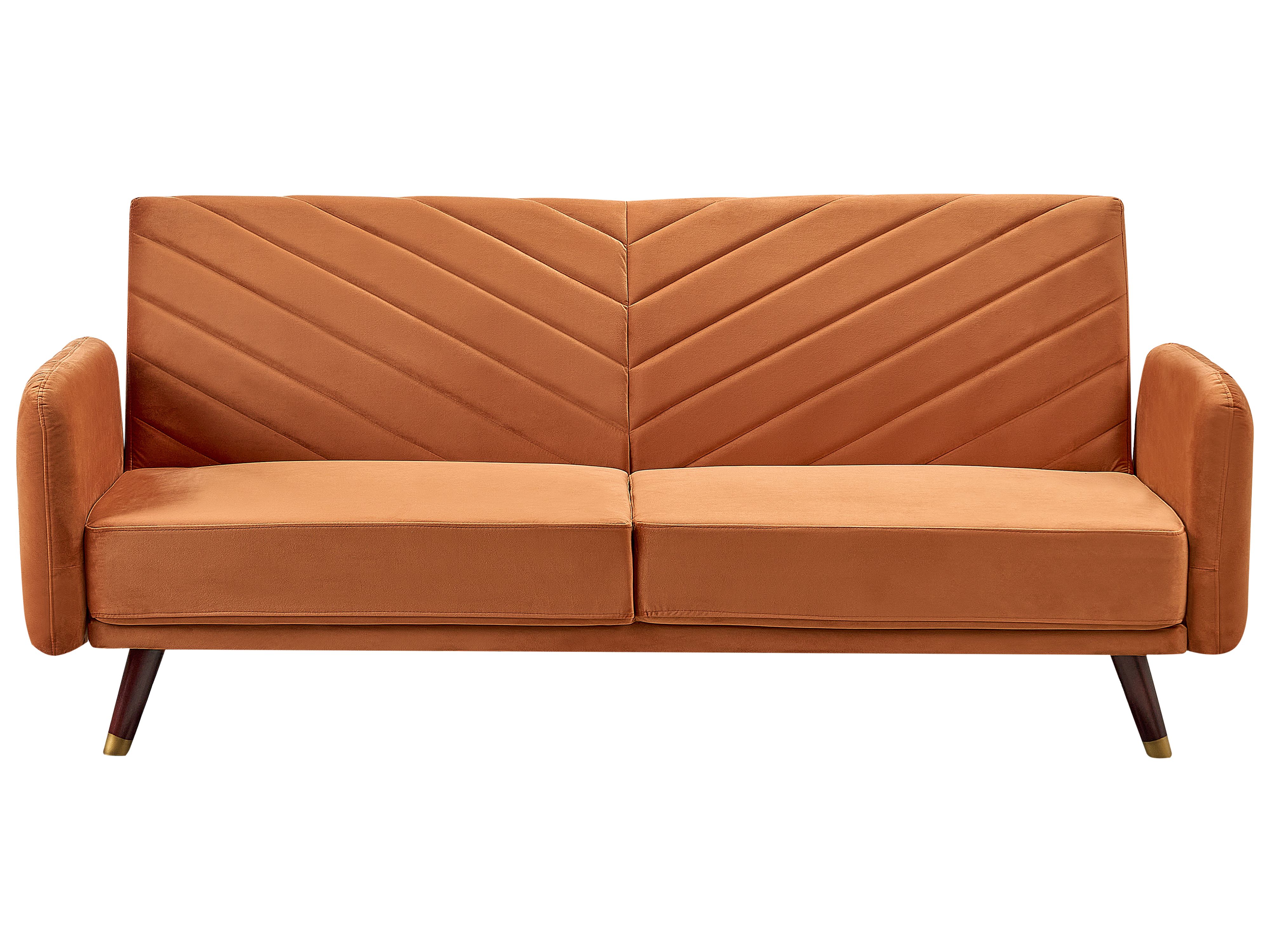 Sofa Bed 3 Seater SENJA Velvet Orange