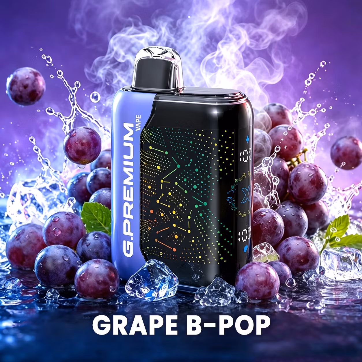 GEEK BAR PREMIUM 60 000 puffów – wariant Grape B-Pop; 10 smaków, Dual Mesh, 28 ml, 800 mAh