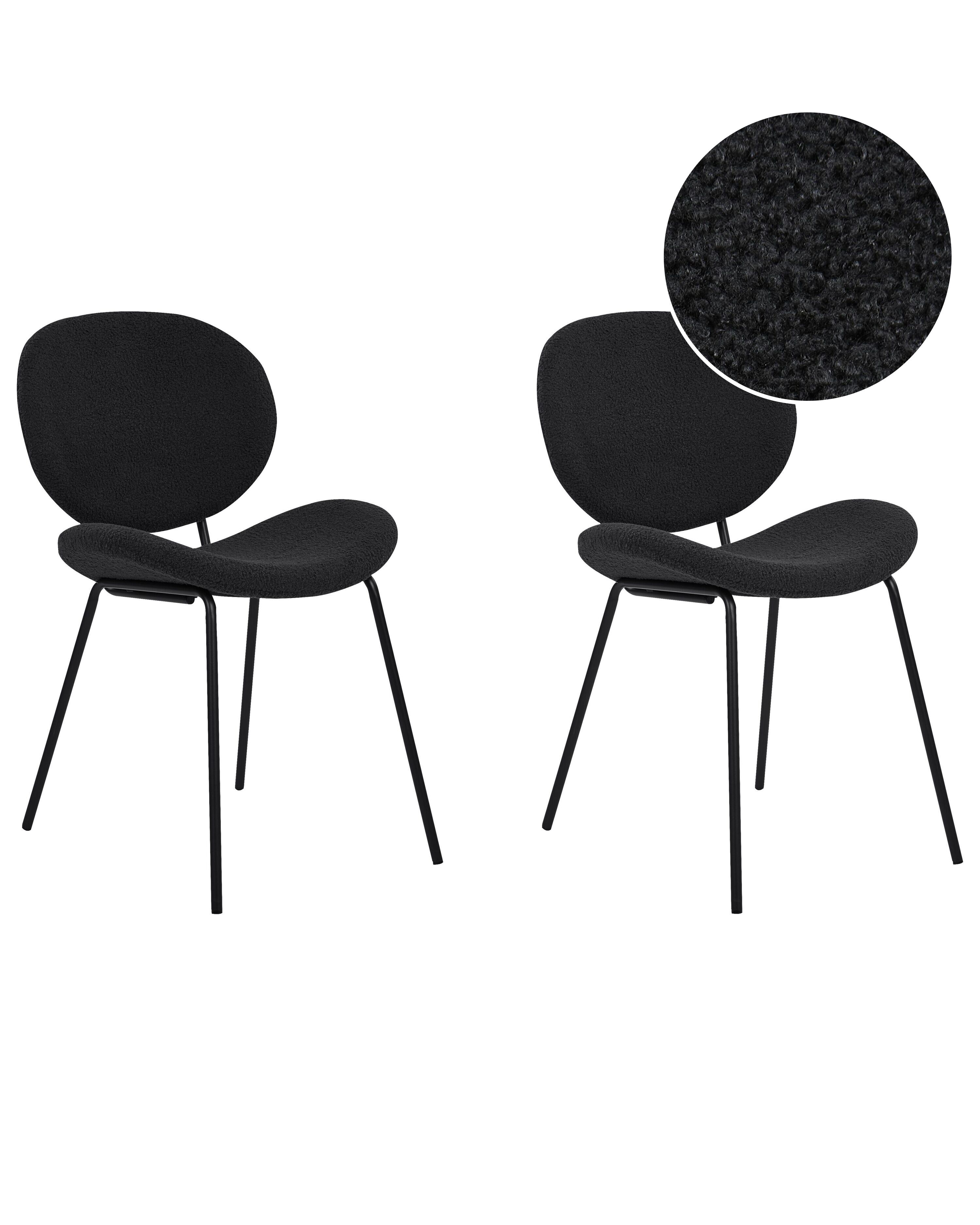 Set of 2 Dining Chairs LUANA Boucle Black