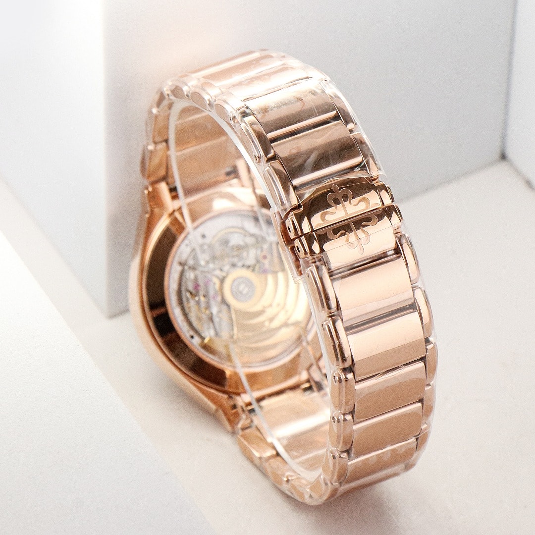 Fake Diamond Watch Replica Patek Philippe Twenty~4 Ladies Rose Gold Brown Sunburst 7300/1200R-001(1:1 replica) - Top club
