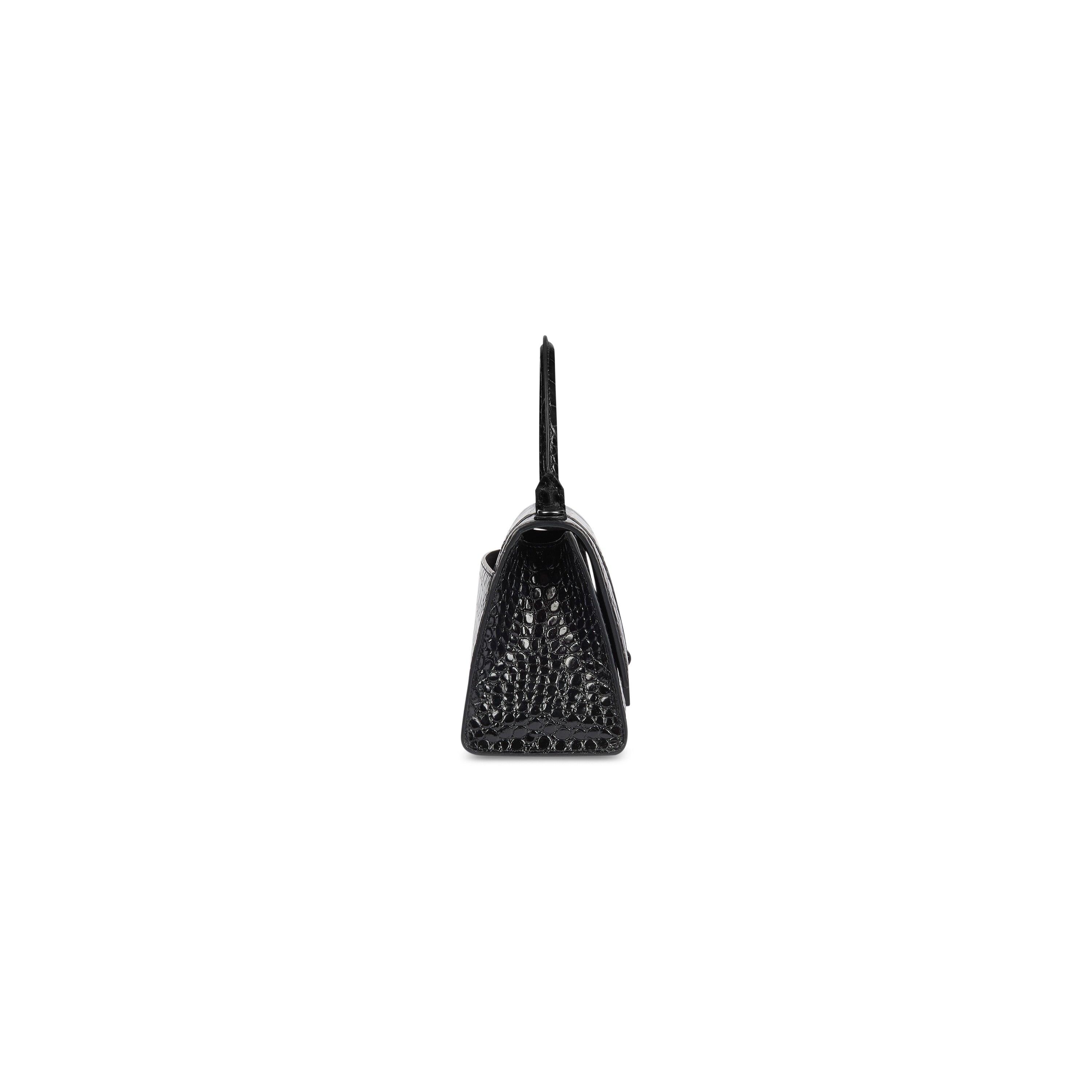 WOMEN'S HOURGLASS SMALL HANDBAG CROCODILE EMBOSSED IN BLACK - Replicaclubs