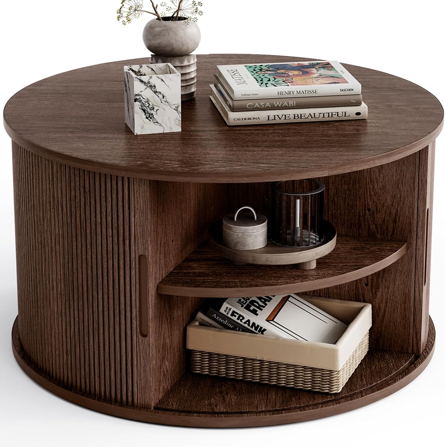 LINSY HOME Round Coffee Table, 31.5
