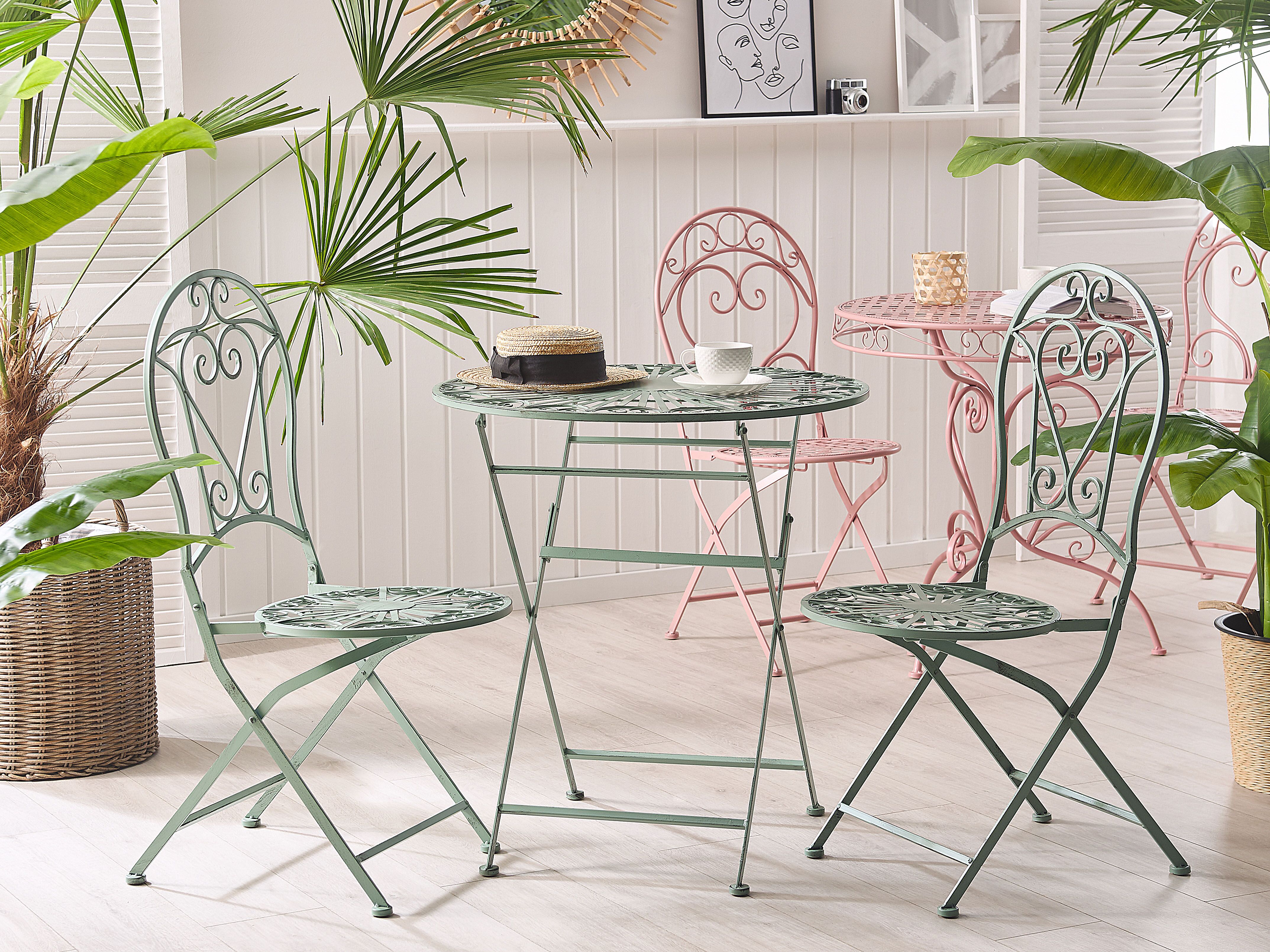 Bistro Table TRENTO 70 cm 70 cm Metal Light Green