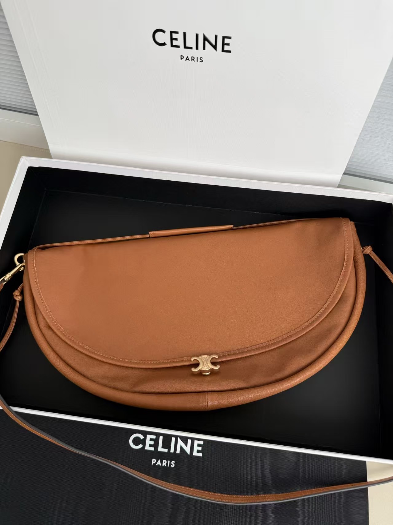 Celine SOFT TRIOMPHE HALFMOON Hand Bag