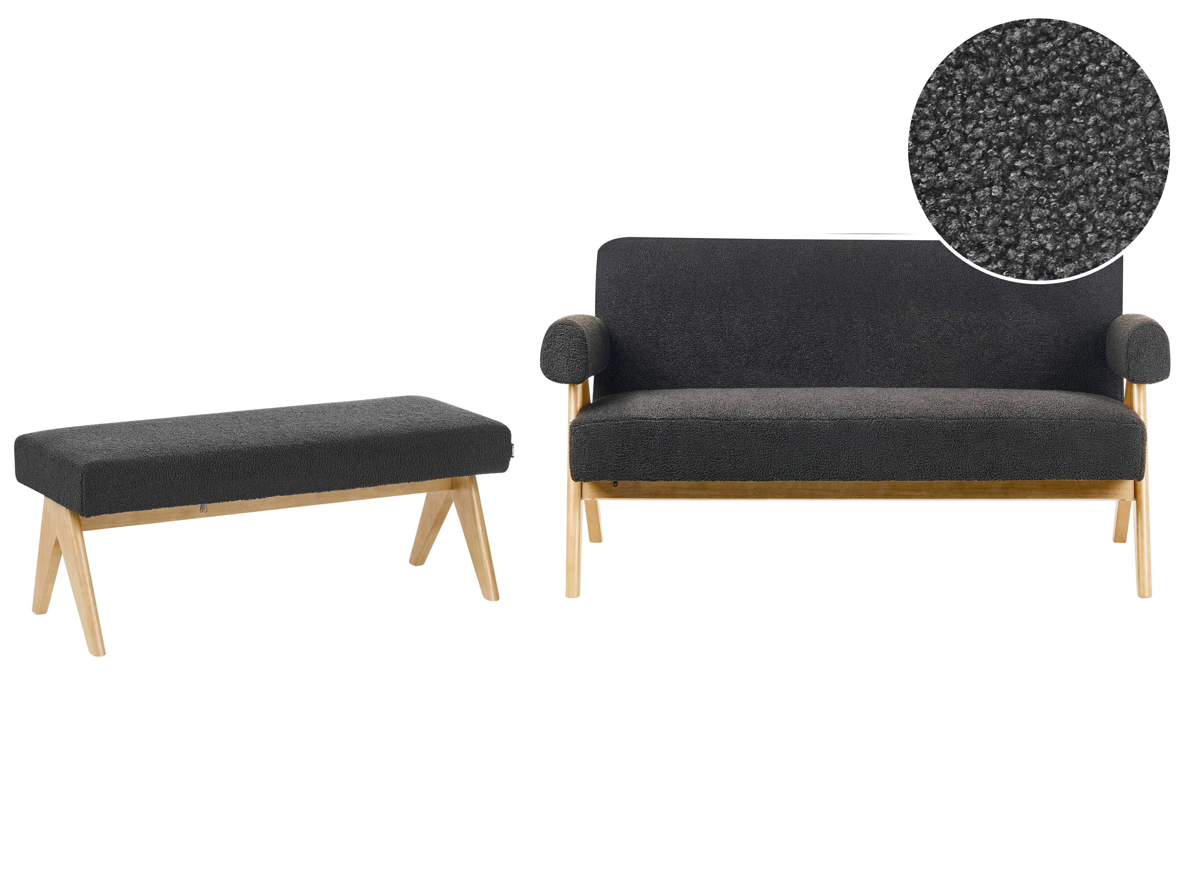 Living Room Set TAMRE Boucle Black/ Light Brown