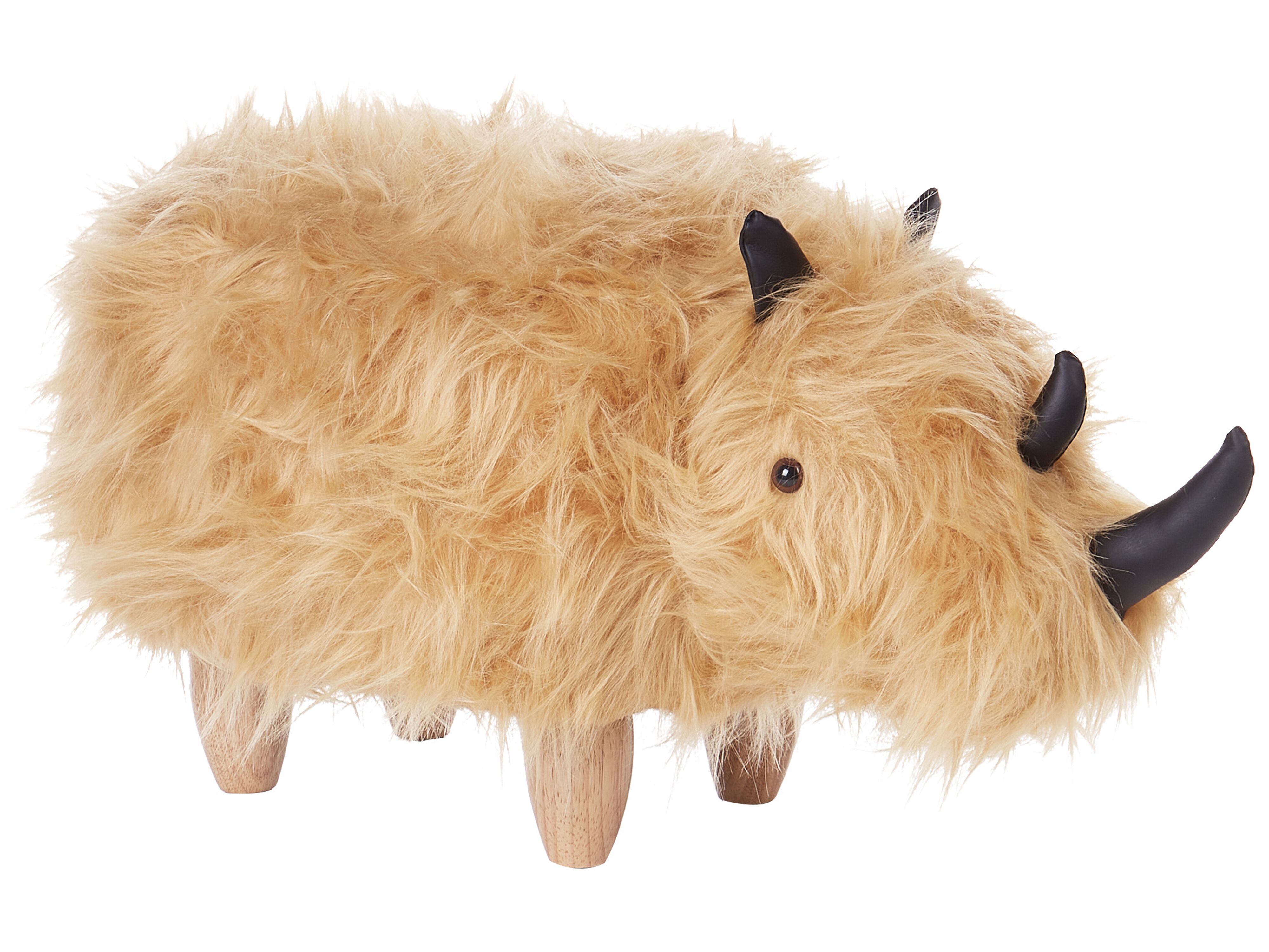 Animal Stool WOOLLY Faux Fur Sand Beige Rhino