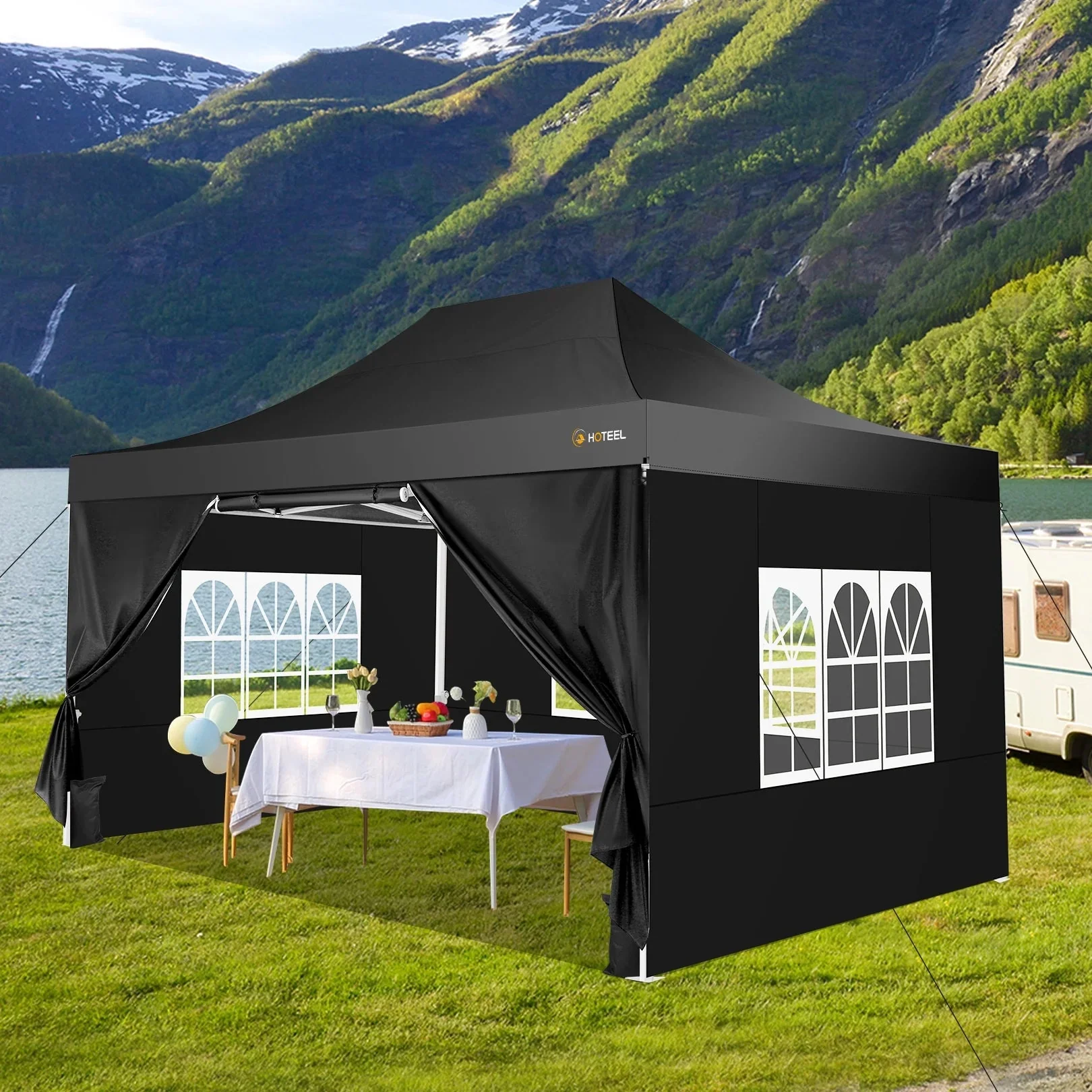 HOTEEL Heavy Duty Pop-Up Canopy Tent 10x15, 4 Sidewalls, Black - Image 12 HOTEEL Heavy Duty Pop-Up Canopy Tent 10x15, 4 Sidewalls, Black - Image 12