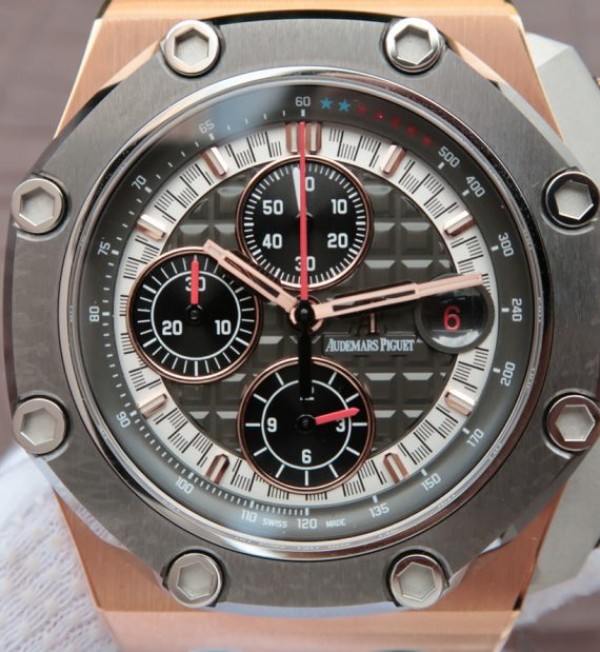 Replica Audemars Piguet JF Royal Oak Offshore 26568OM RG Cermet Bezel Michael Schumacher - Elite Watch Atelier