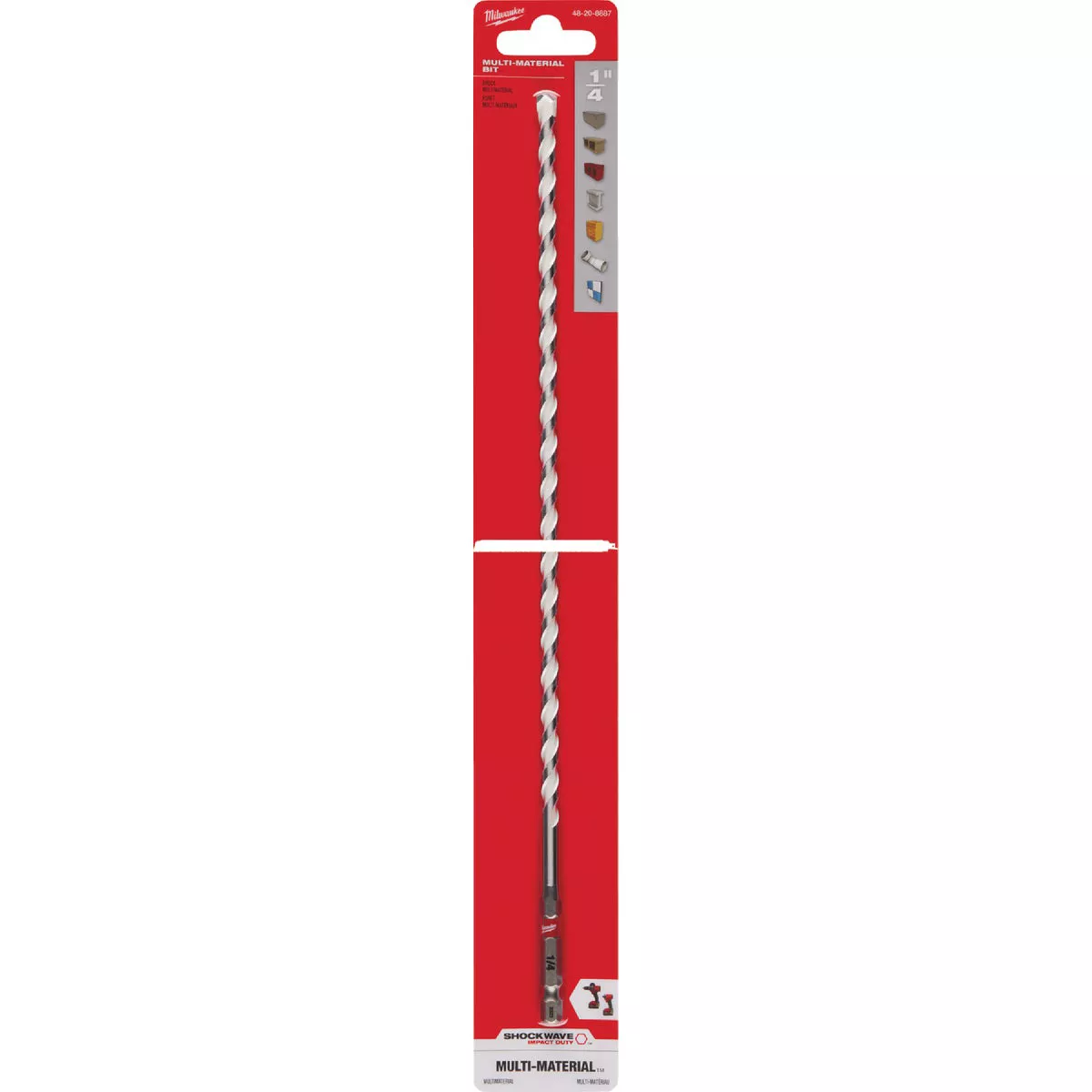 Milwaukee SHOCKWAVE 1/4 In. x 12 In. Impact Duty Carbide Multi-Material Hex Shank Drill Bit