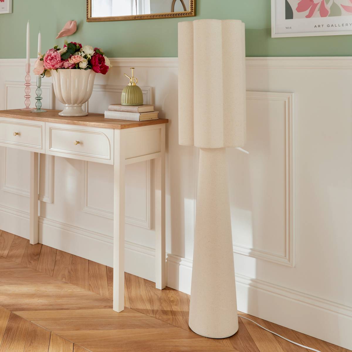 Floor Lamp "Blanca" Beige, H.124 cm