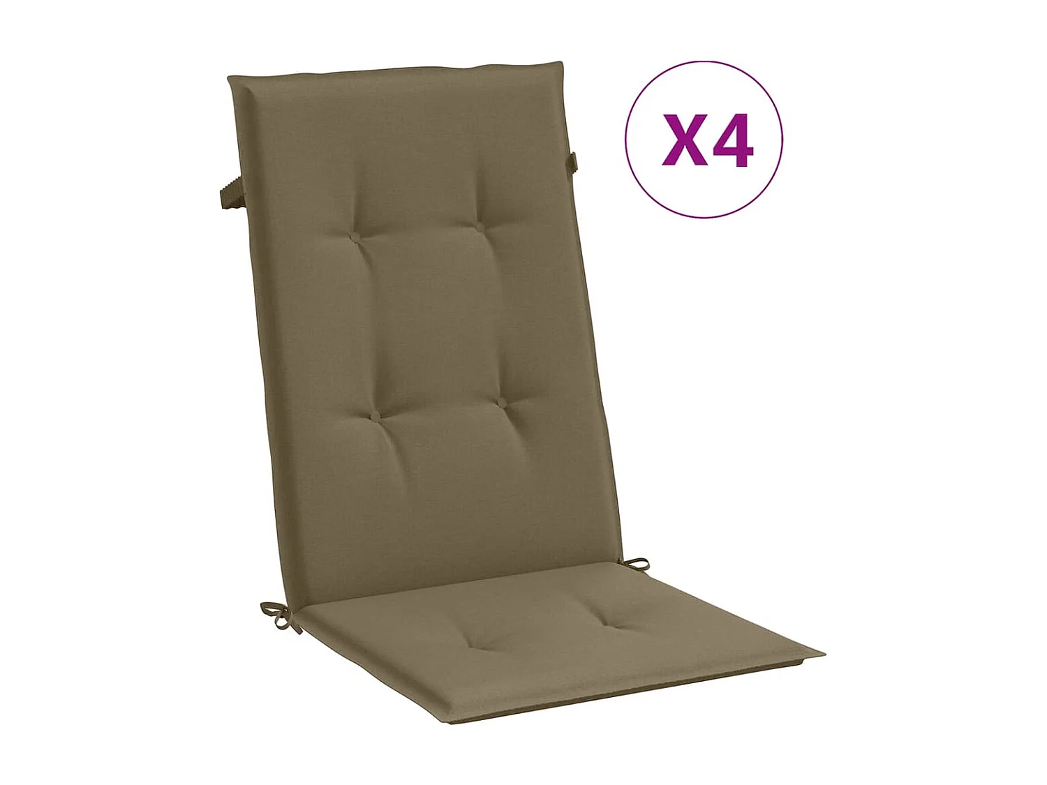 Coussins de chaise à dossier haut lot de 4 taupe mélangé tissu