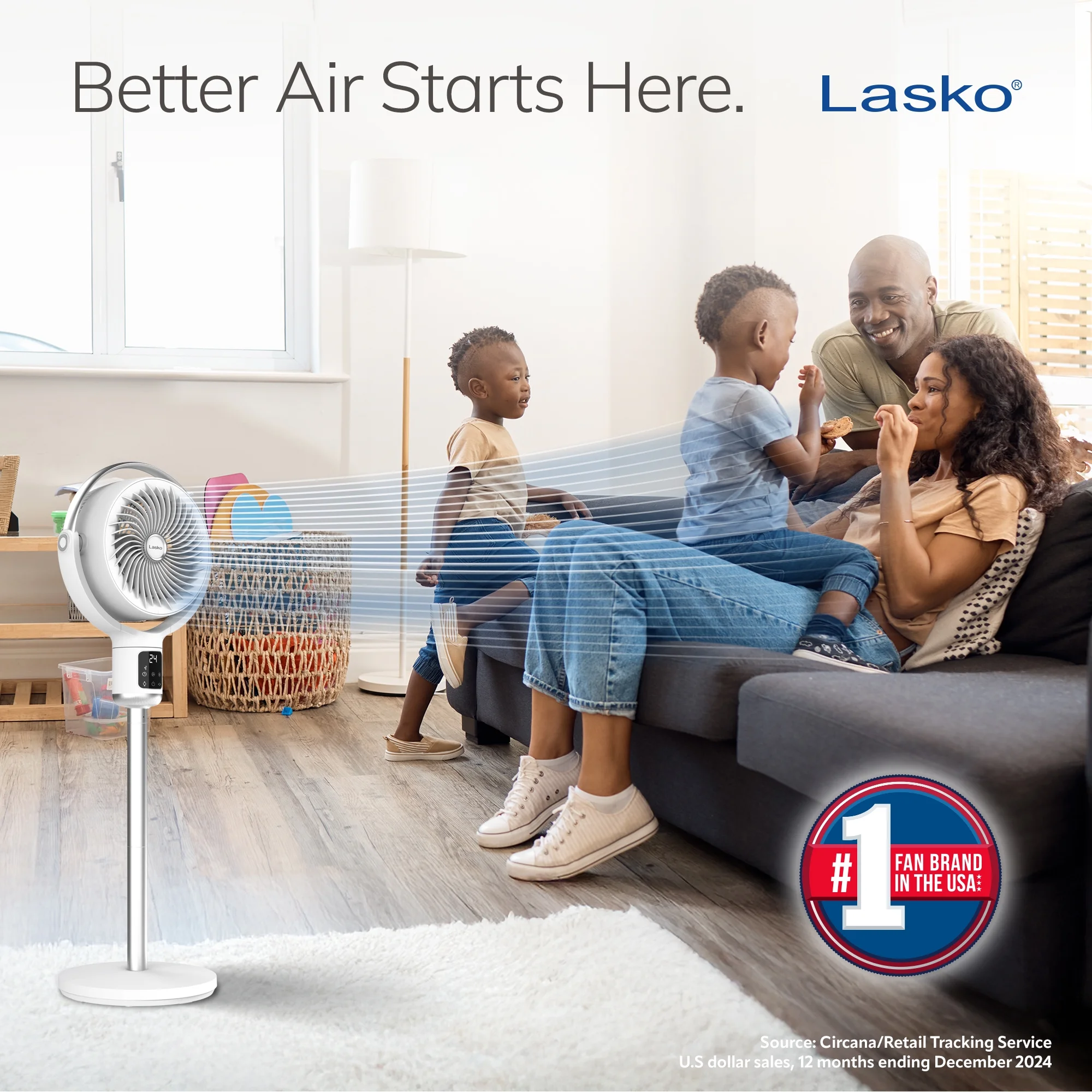 Lasko Whirlwind 7�� 24-Speed Orbital Motion 25ft/s Airflow Remote Control Pedestal Fan, APDC301 - Image 2