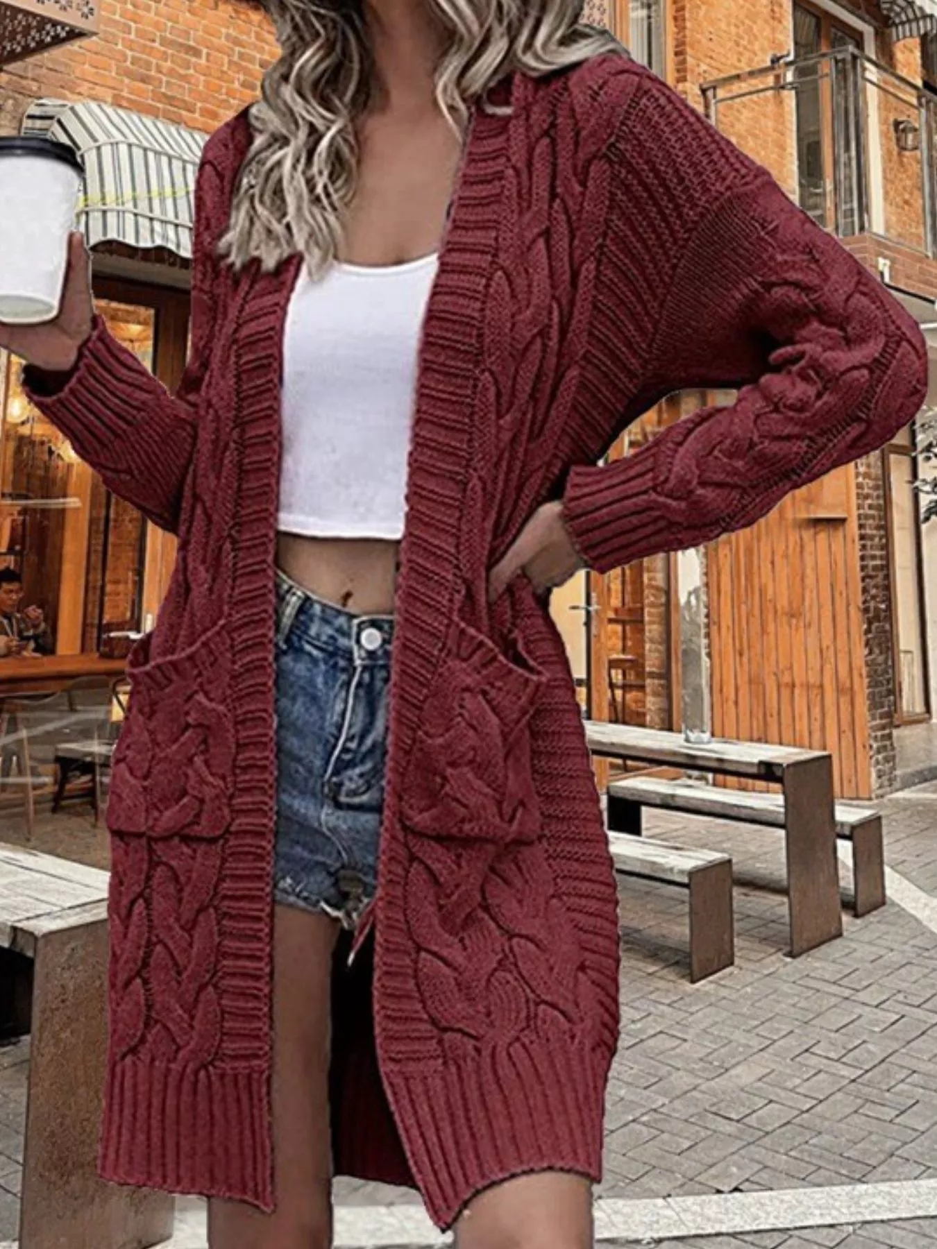 Open Front Chunky Knit Cardigan - ZKZOOK