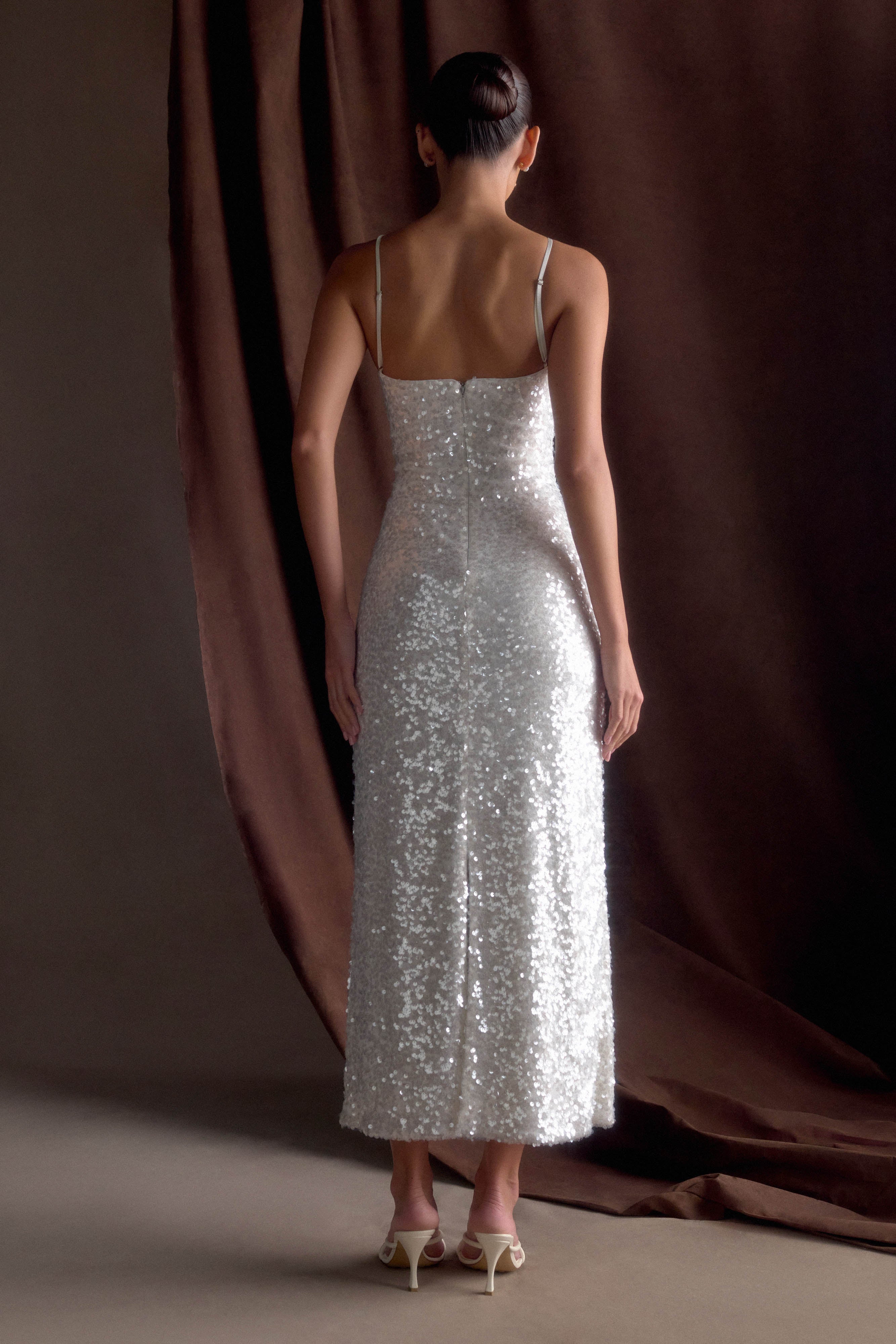 Makari Sequin Maxi Dress - White