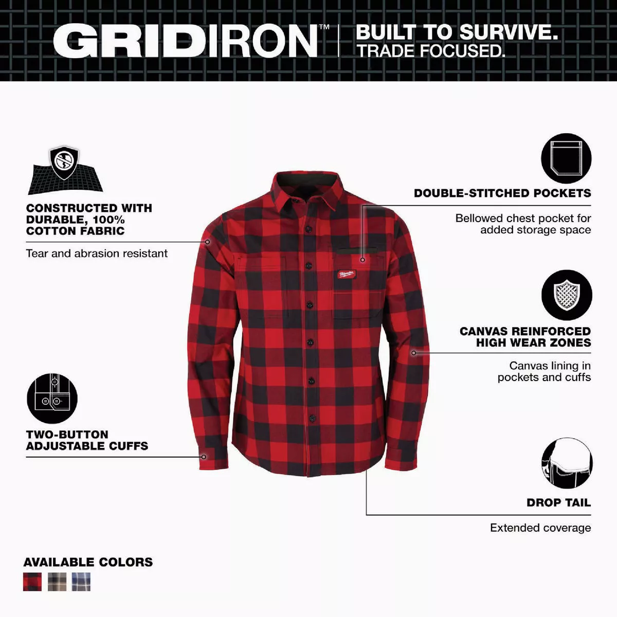 Milwaukee GridIron Men's Large Red Long Sleeve Flannel Shirt