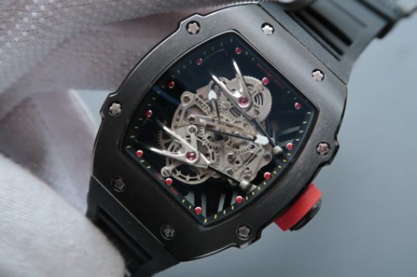 Replica Richard Mille RM027 PVD Skeleton Dial Black Rubber Strap 6T51 - Elite Watch Atelier