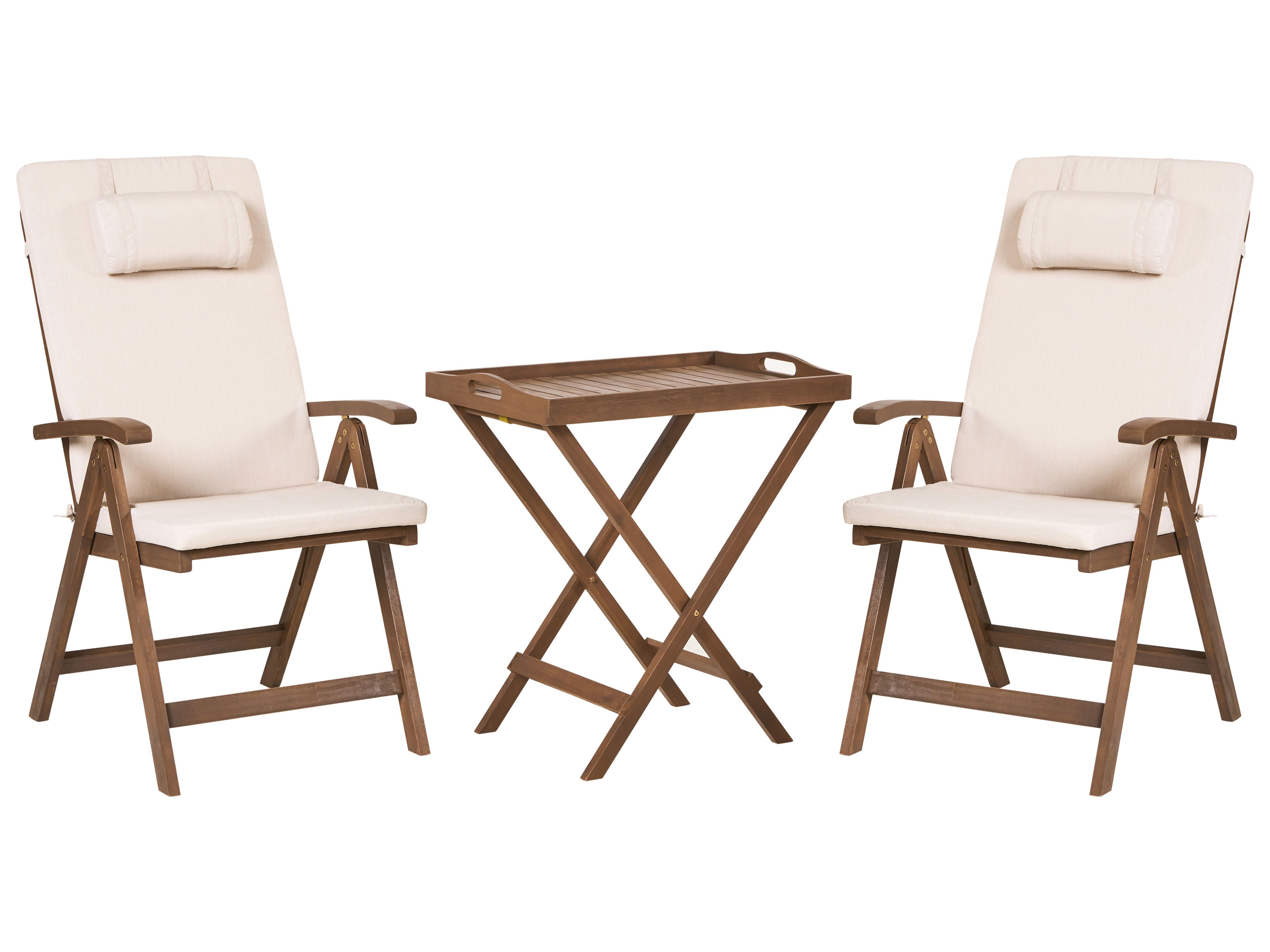 Bistro Set AMANTEA PREMIUM Acacia Wood Light Beige